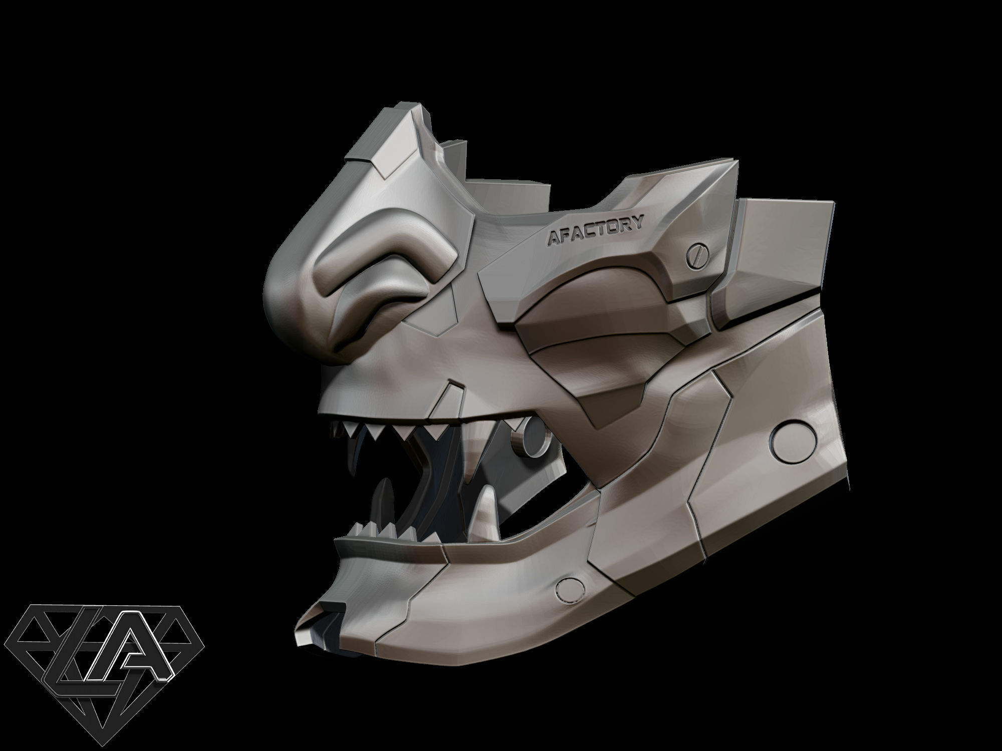 Demon CyberONI half mask 3D print model_5