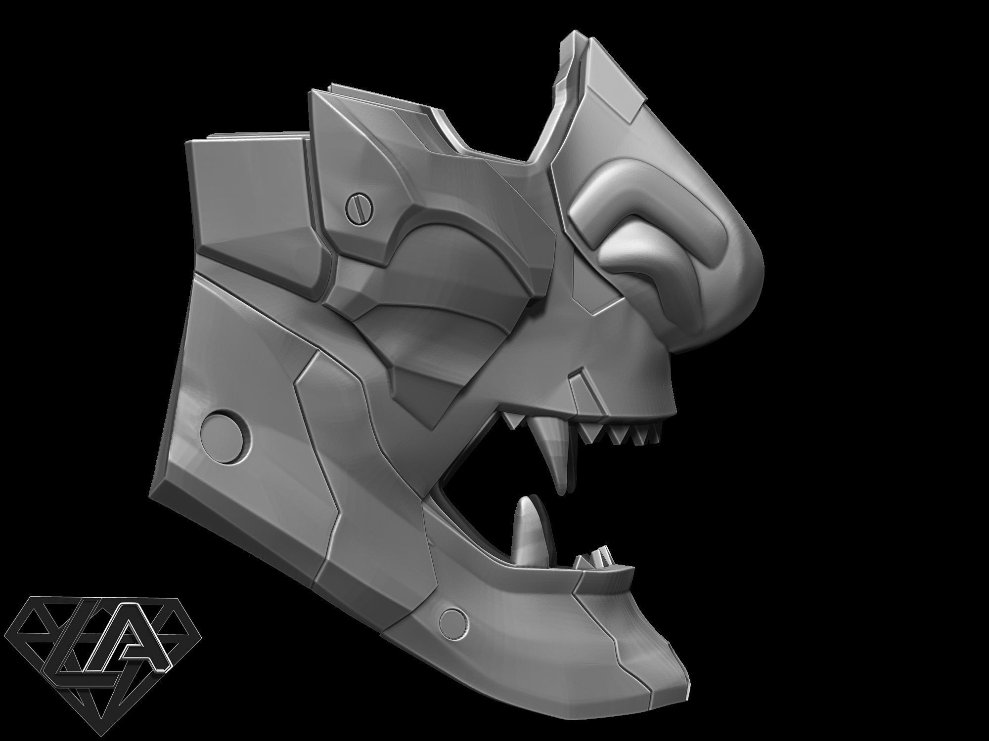 Demon CyberONI half mask 3D print model_8