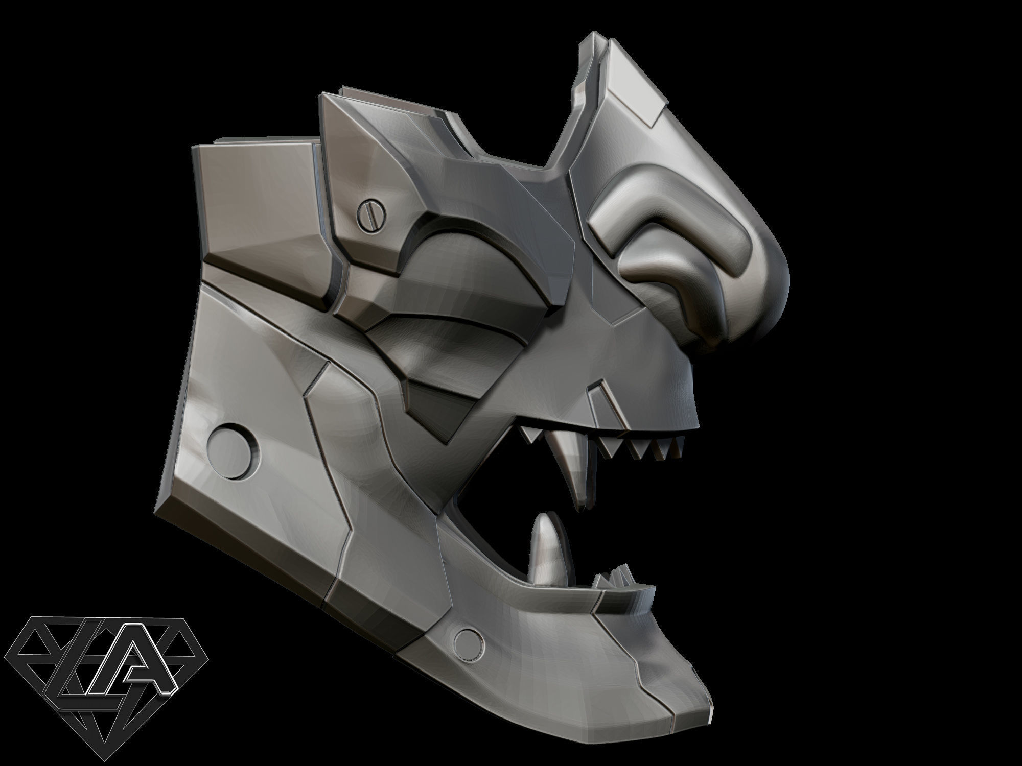 Demon CyberONI half mask 3D print model_9