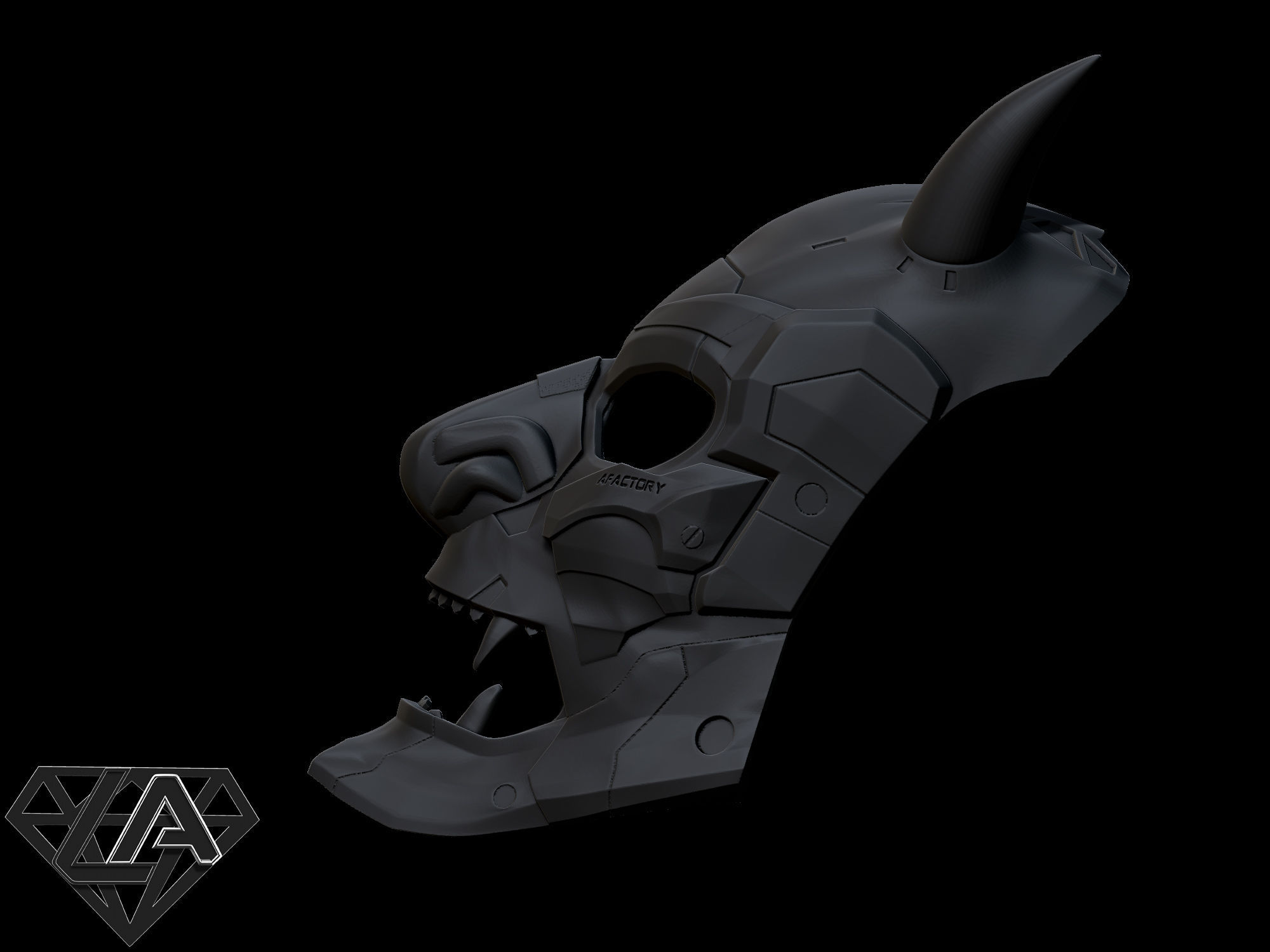 Demon CyberONI full mask 3D print model_4