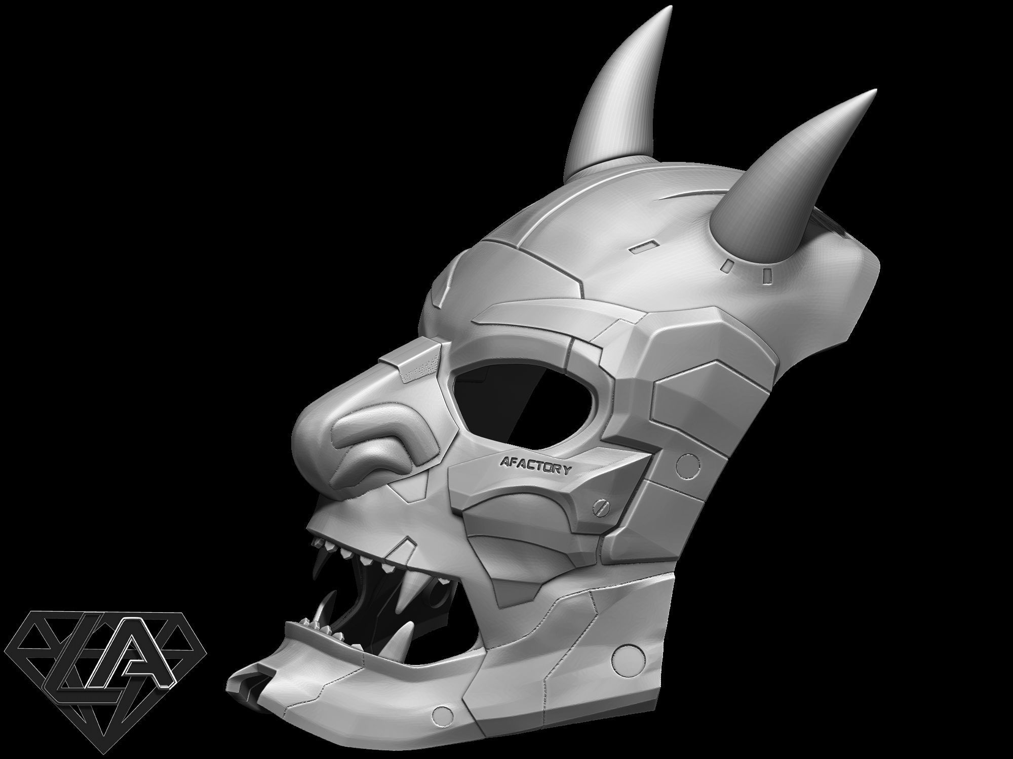 Demon CyberONI full mask 3D print model_9