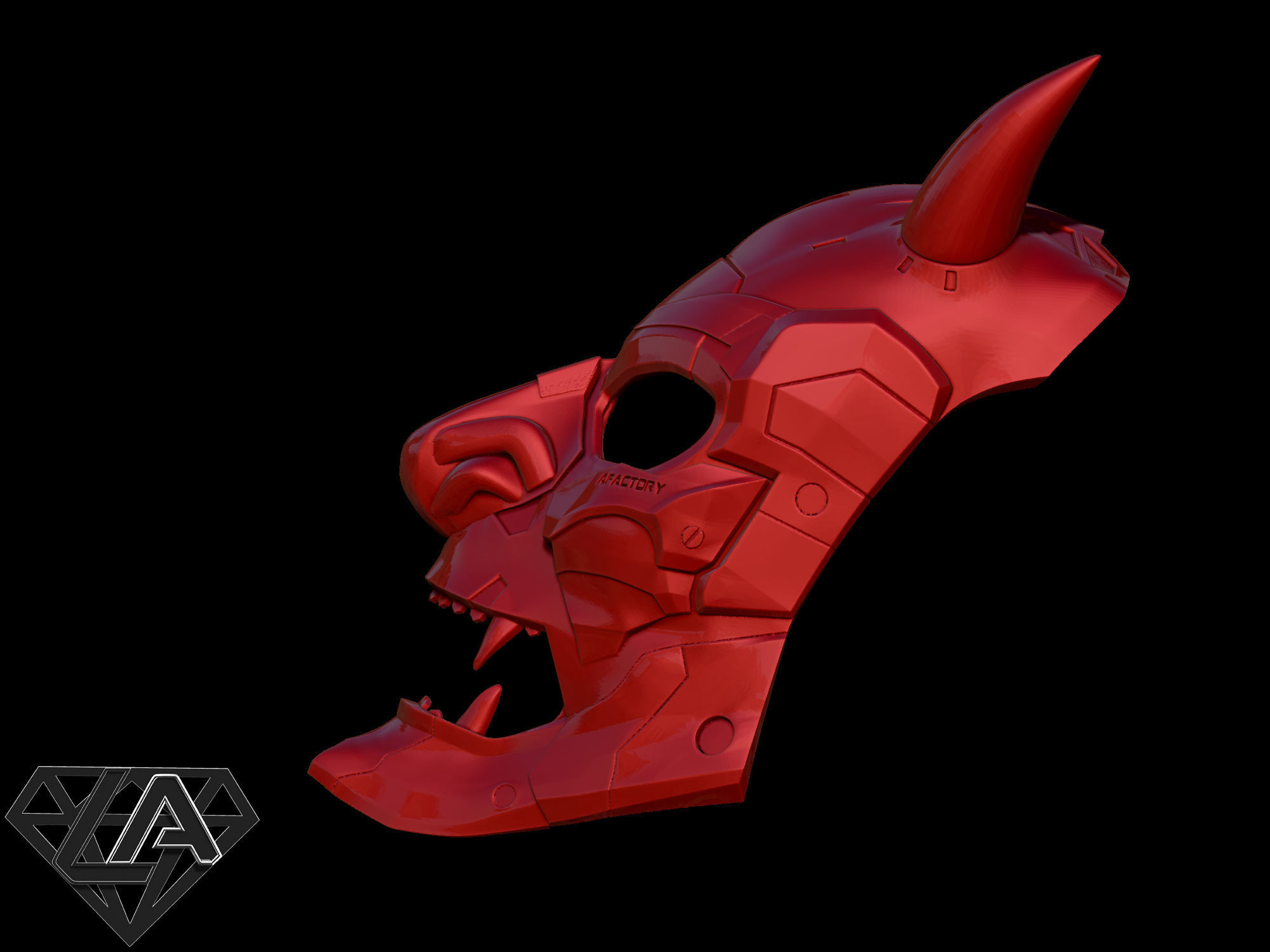 Demon CyberONI full mask 3D print model_5