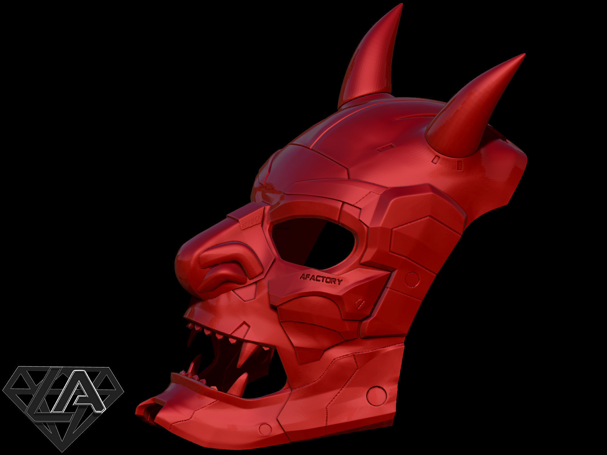 Demon CyberONI full mask 3D print model_11