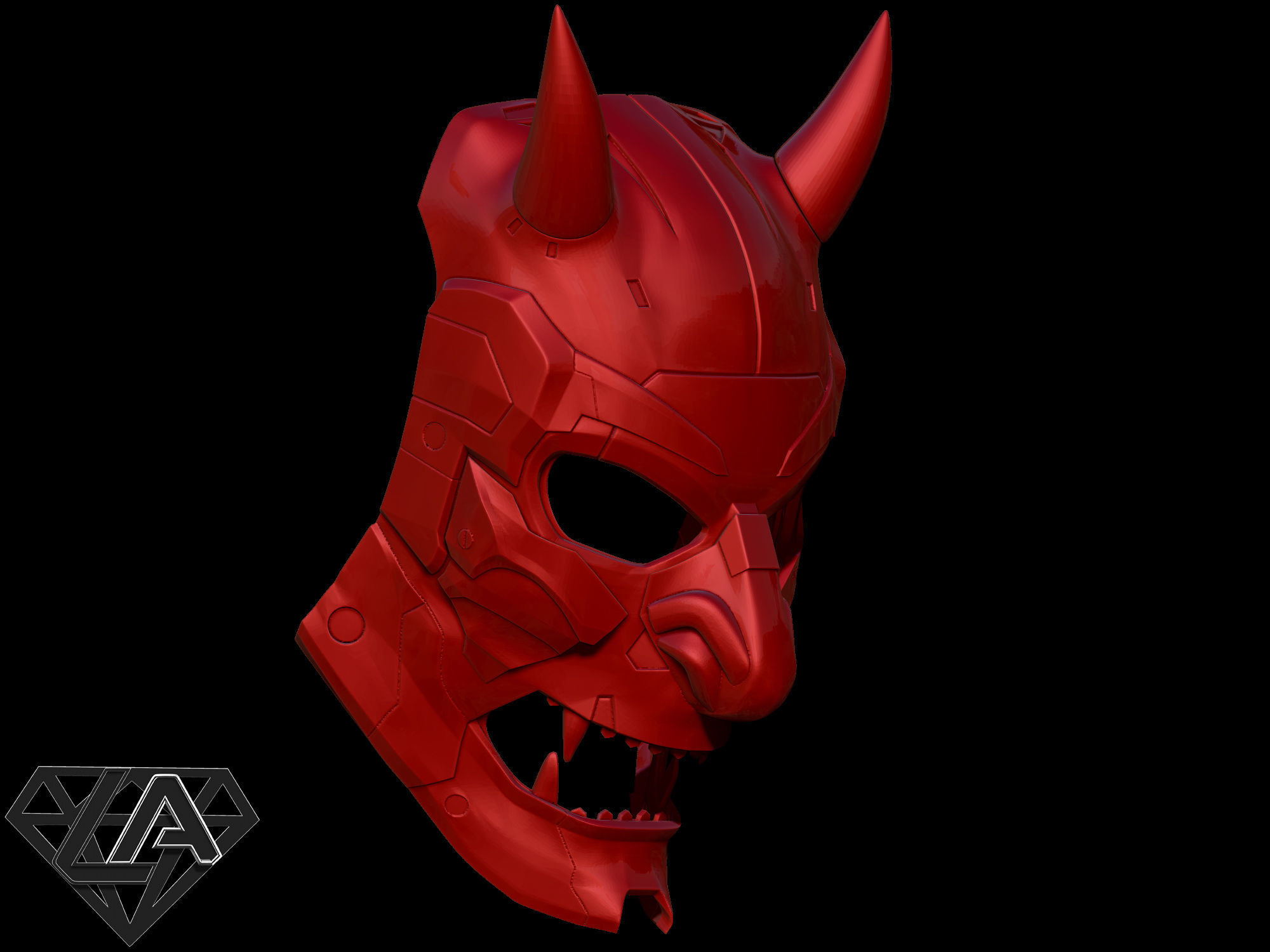 Demon CyberONI full mask 3D print model_8