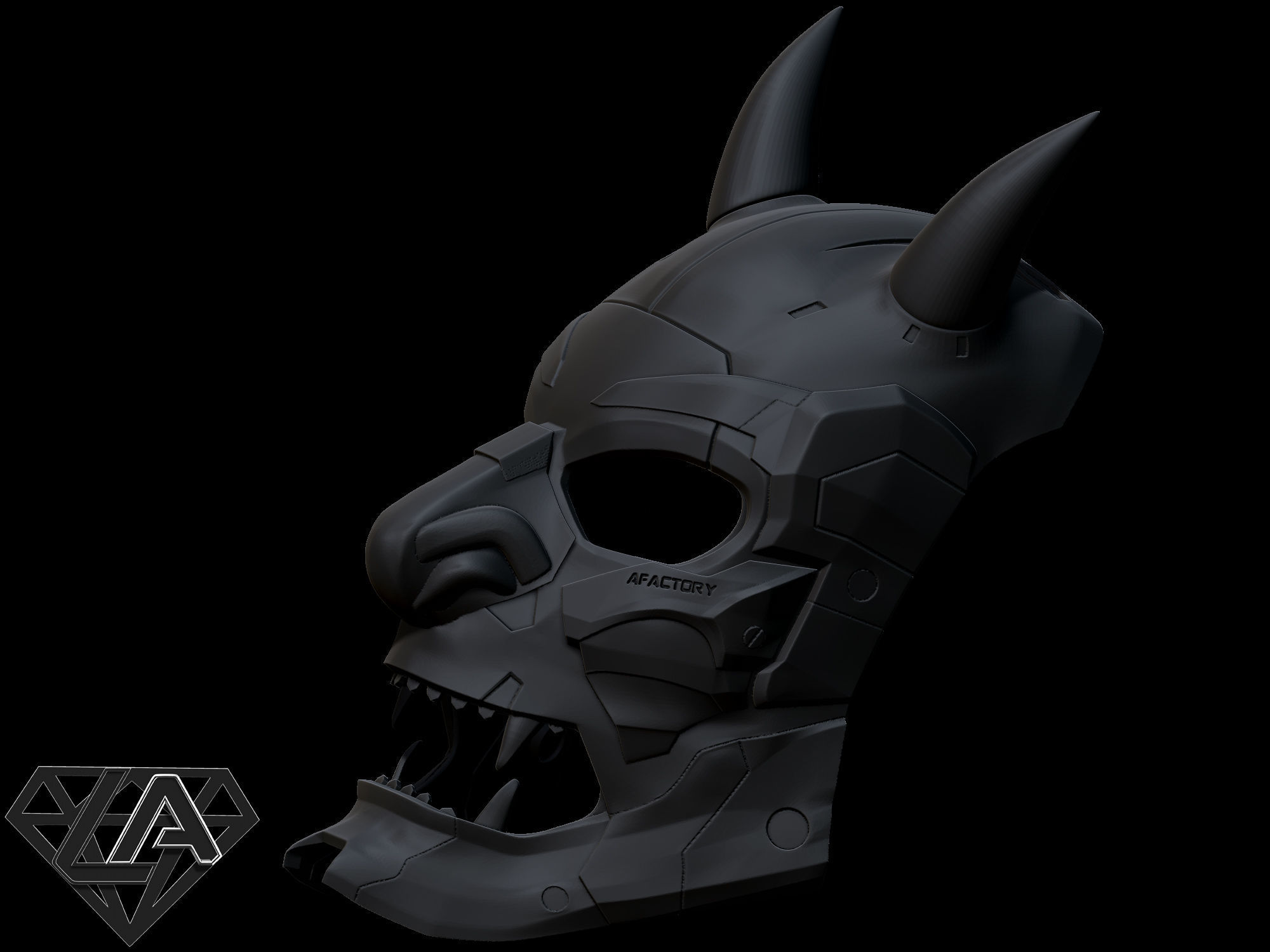 Demon CyberONI full mask 3D print model_10