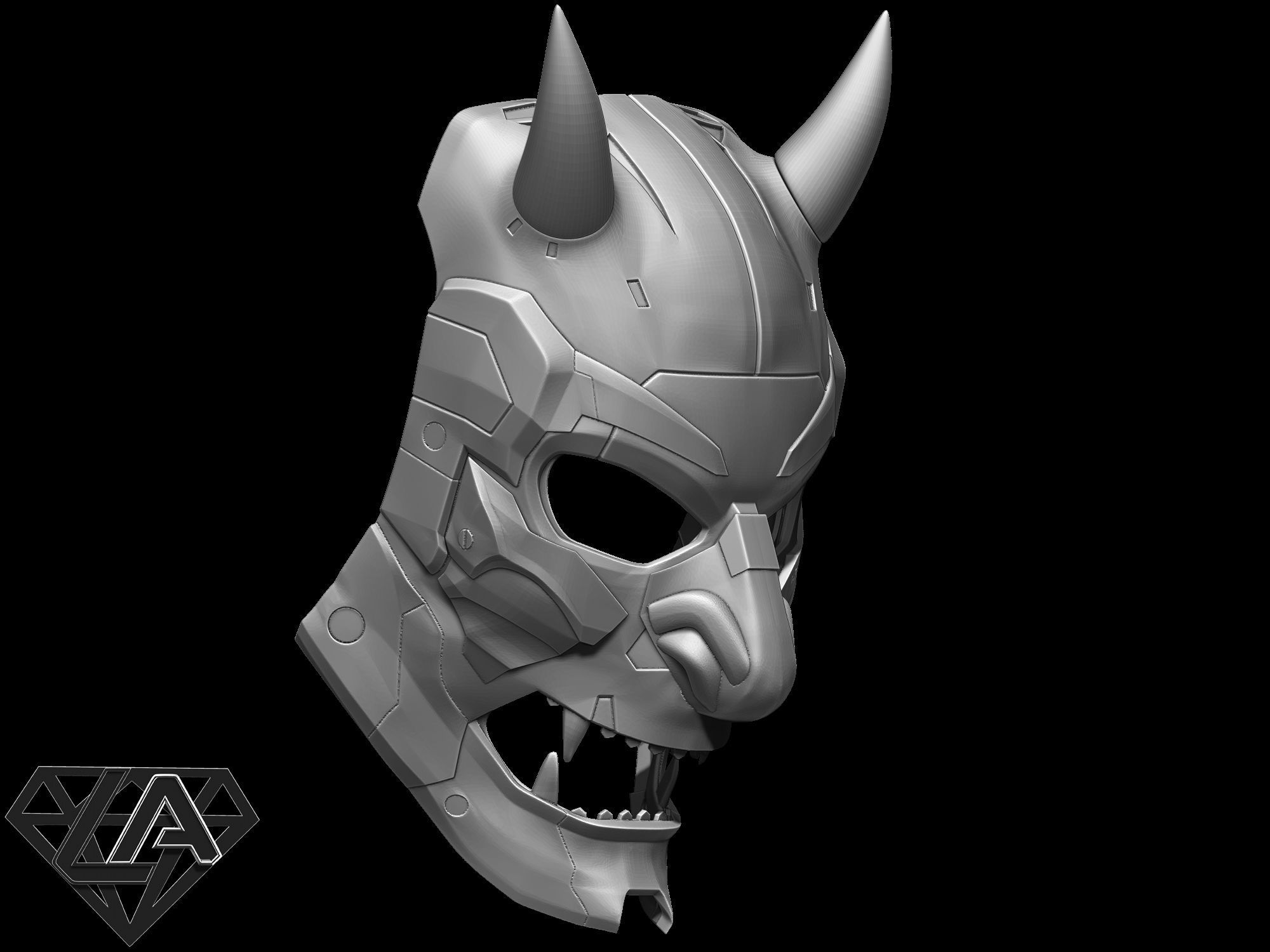 Demon CyberONI full mask 3D print model_6
