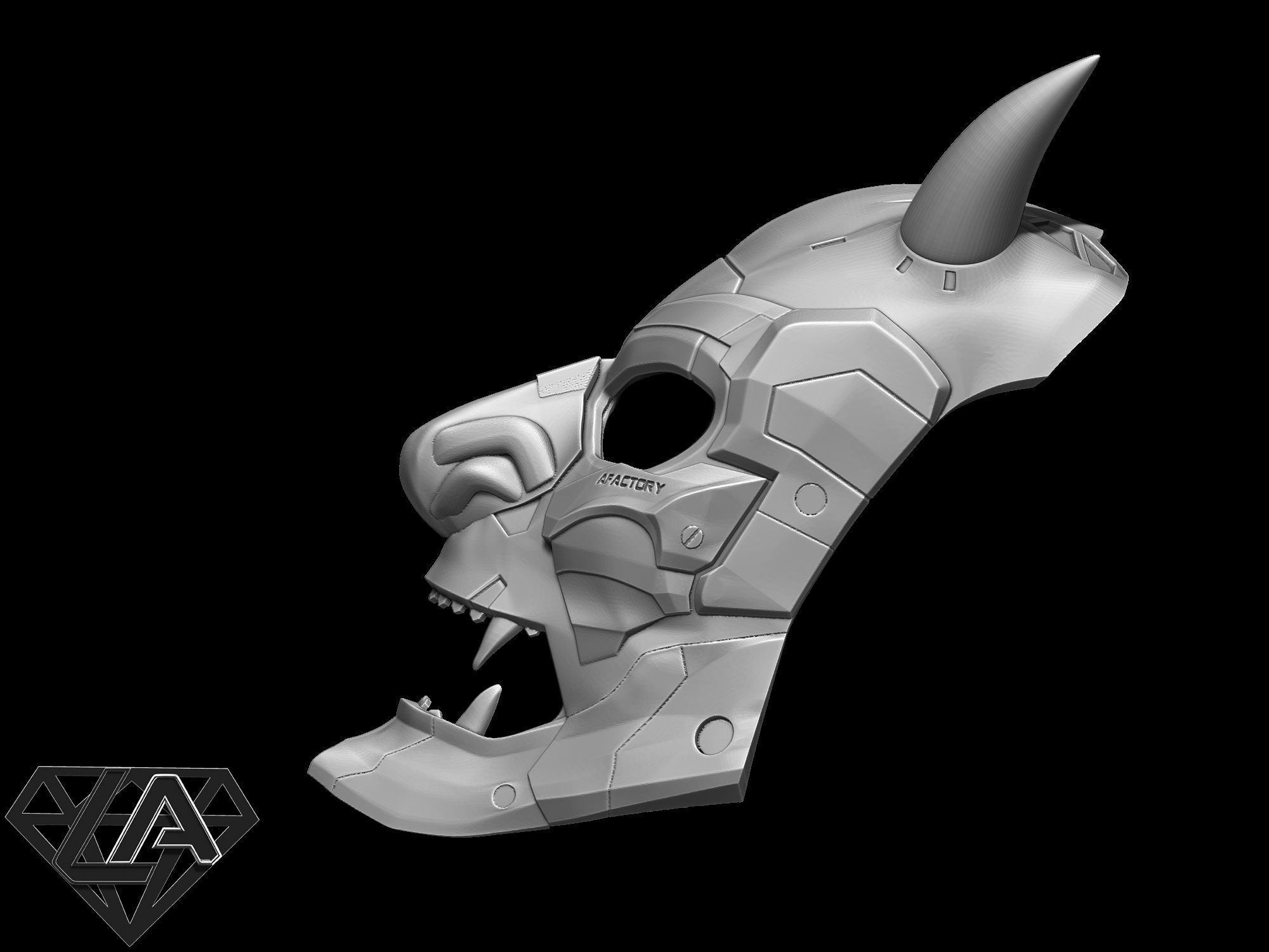 Demon CyberONI full mask 3D print model_3