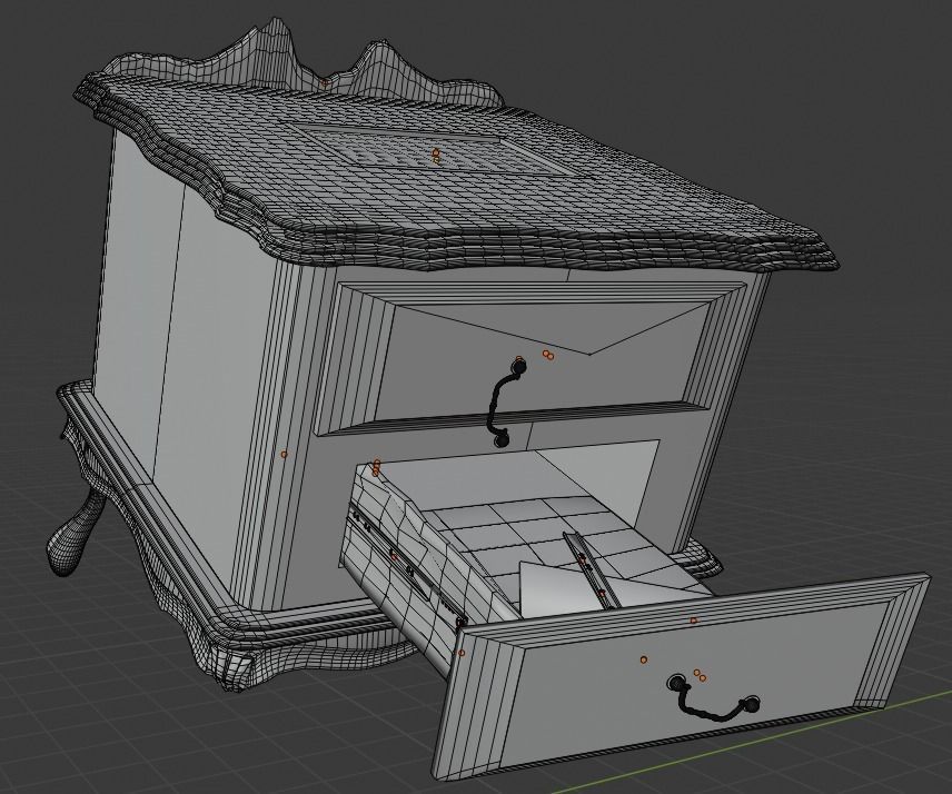 NightStand bedside table with two drawers 3D model_2