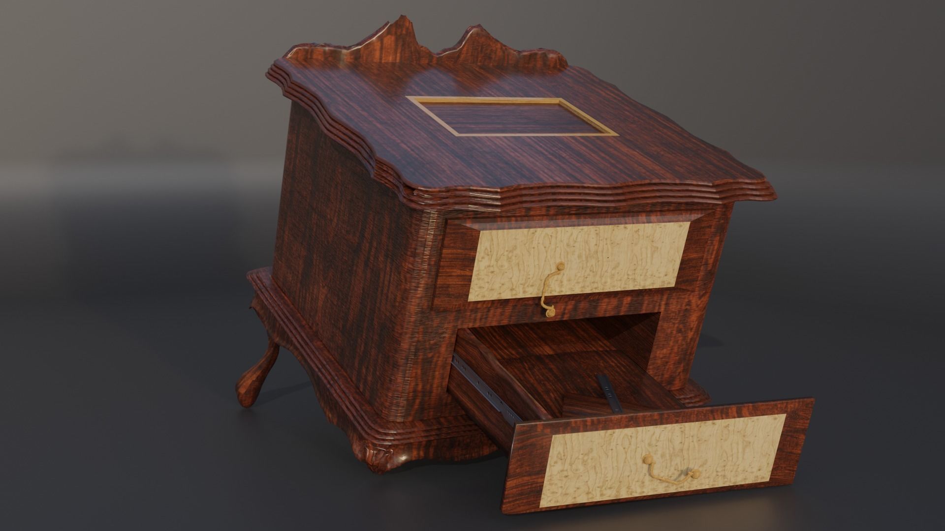 NightStand bedside table with two drawers 3D model_4