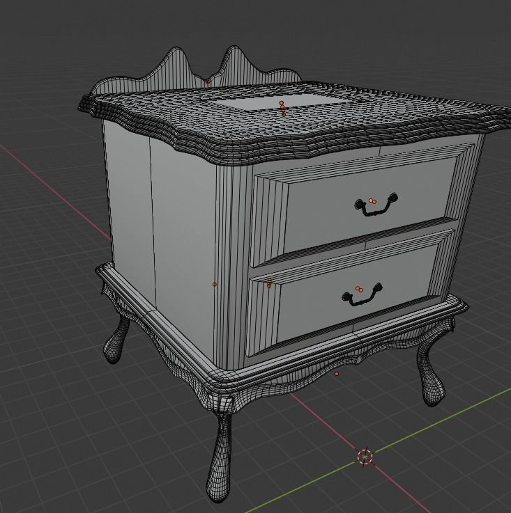 NightStand bedside table with two drawers 3D model_1