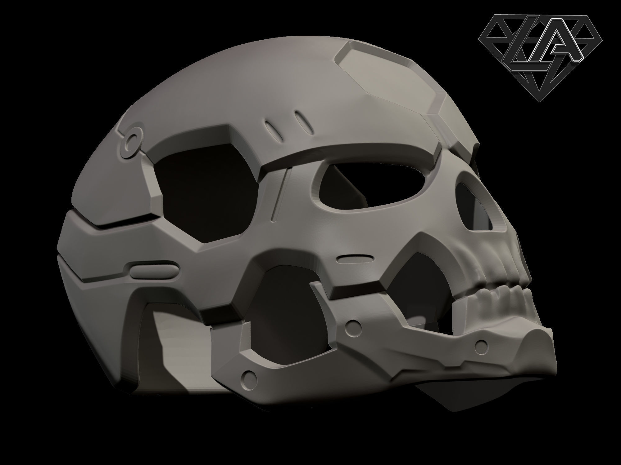 Sci-fi skull custom helmet 3D print model_8