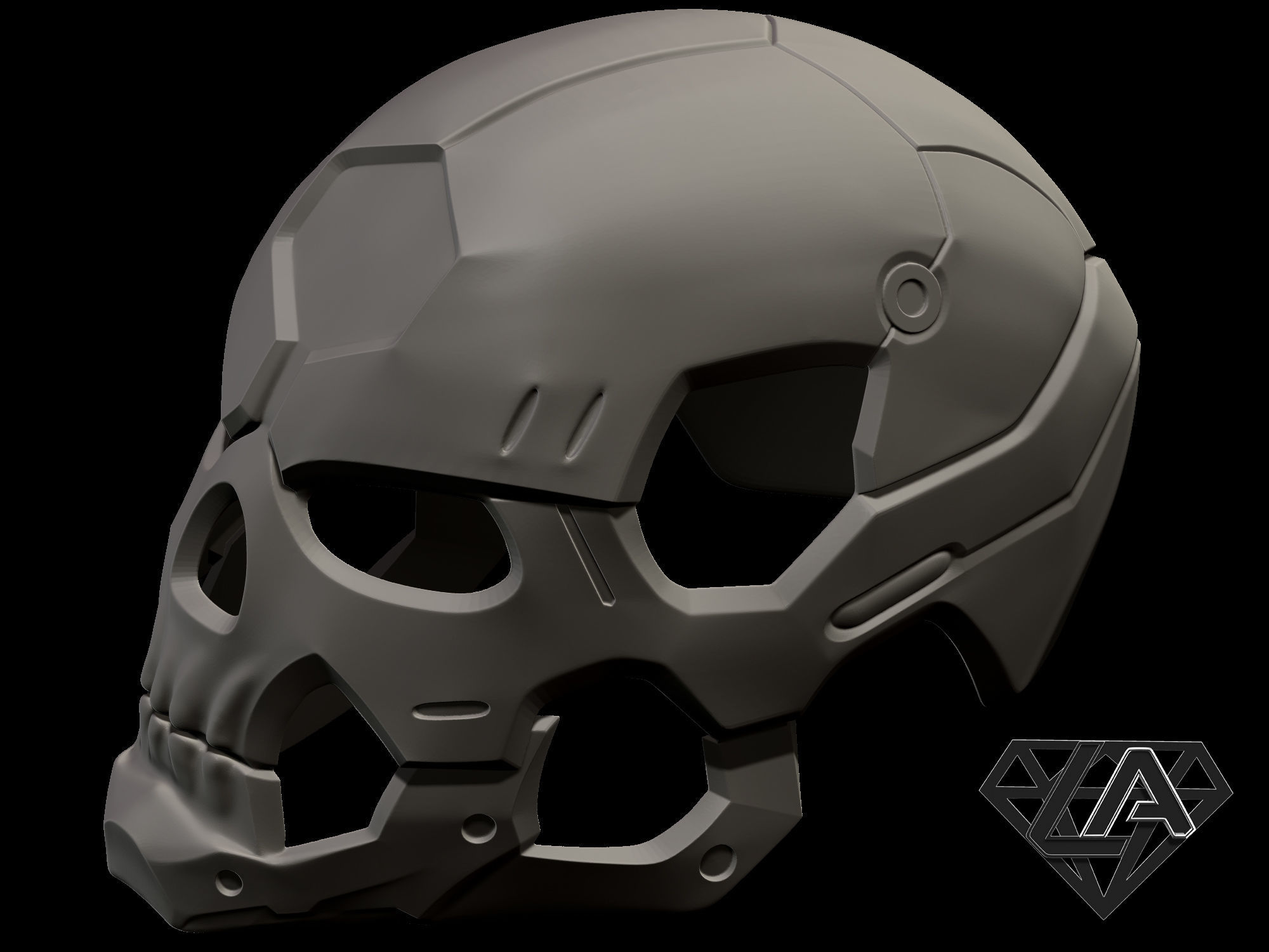 Sci-fi skull custom helmet 3D print model_10