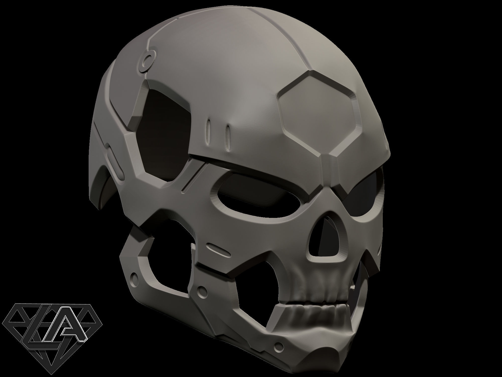 Sci-fi skull custom helmet 3D print model_2