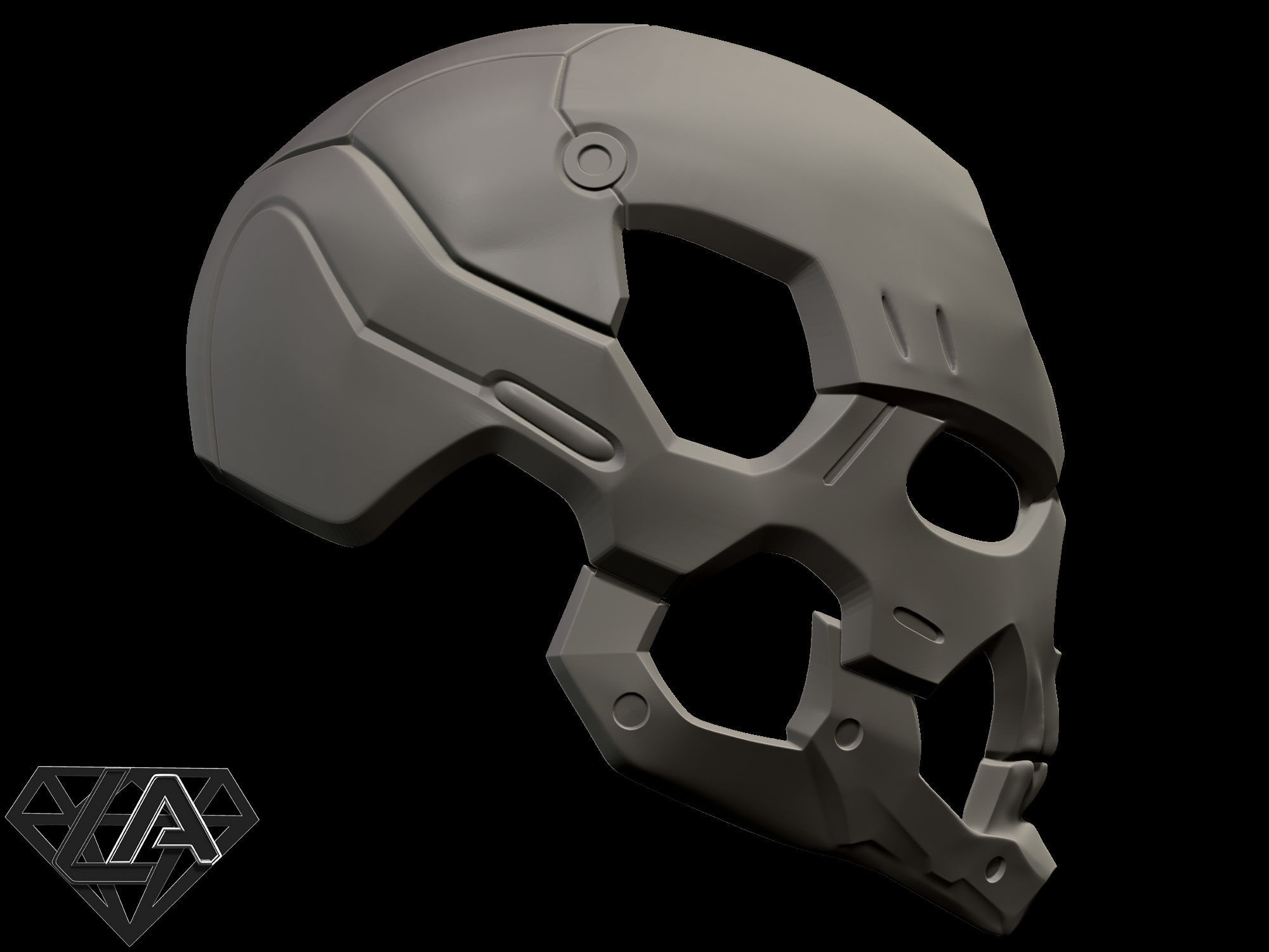 Sci-fi skull custom helmet 3D print model_4