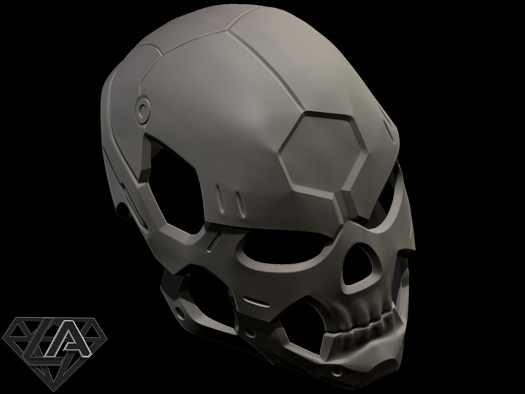Sci-fi skull custom helmet 3D print model_6