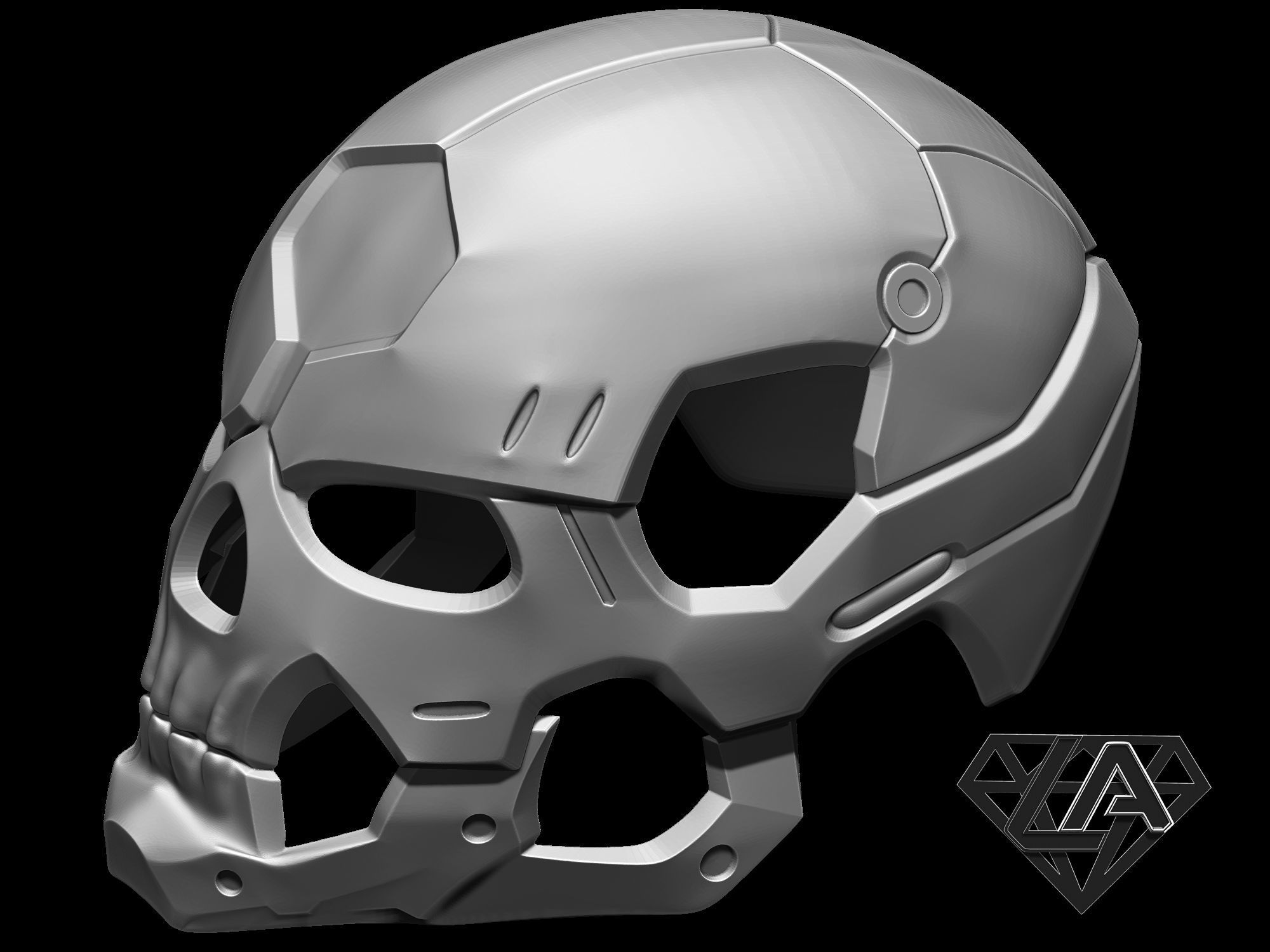 Sci-fi skull custom helmet 3D print model_9