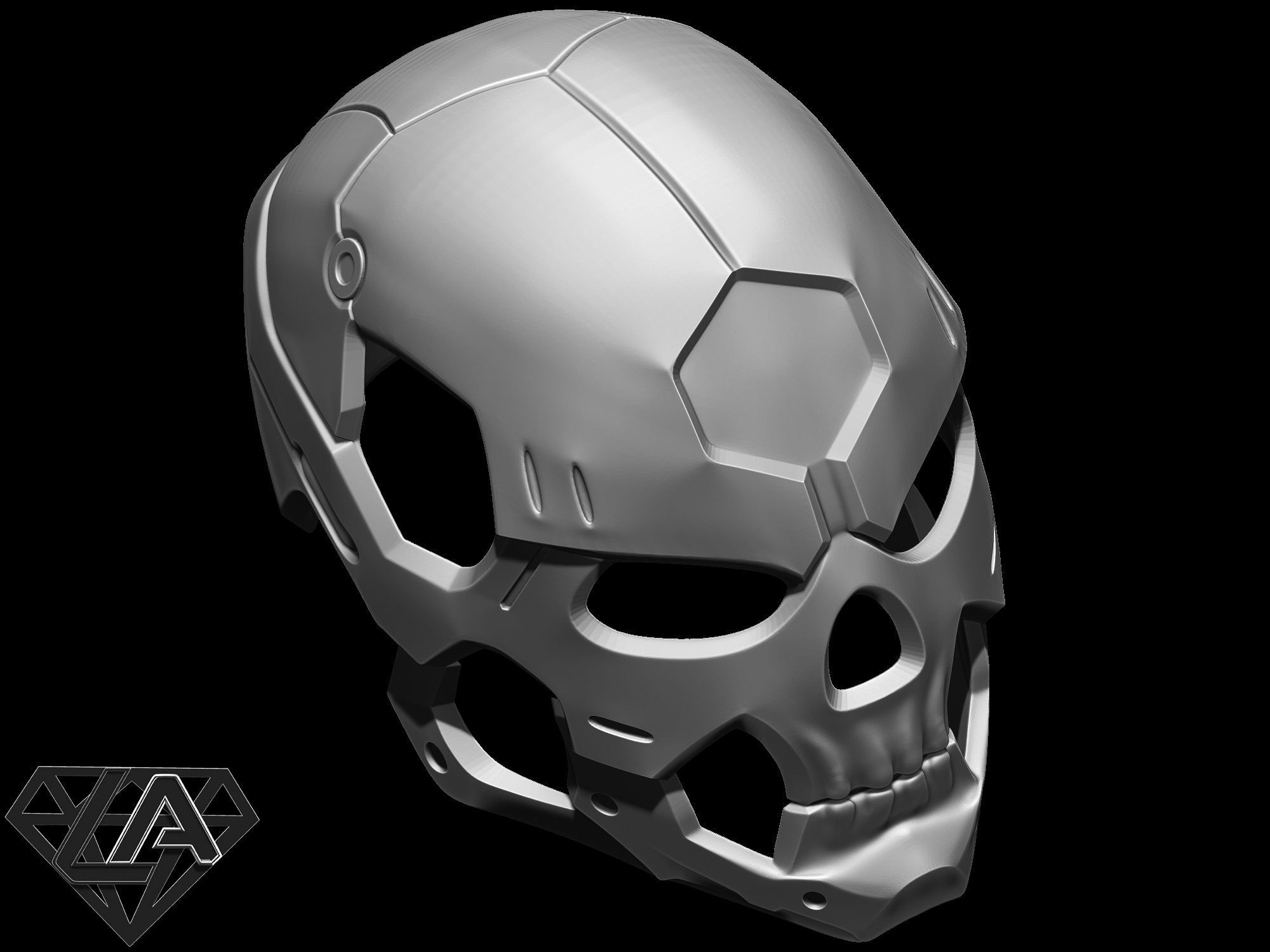Sci-fi skull custom helmet 3D print model_5