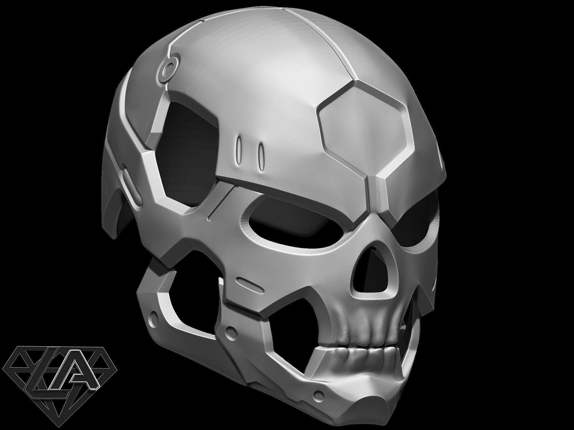 Sci-fi skull custom helmet 3D print model_1