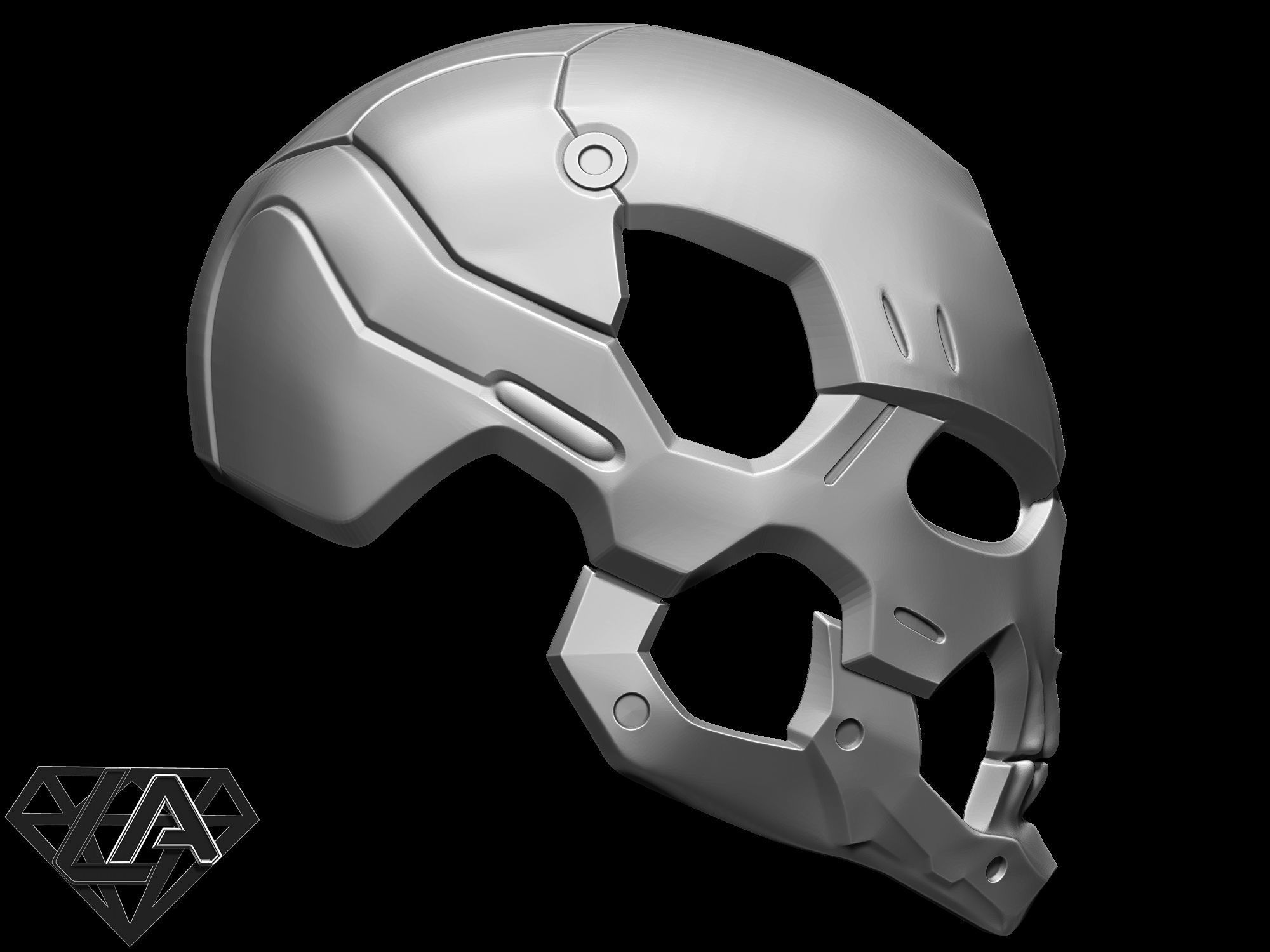 Sci-fi skull custom helmet 3D print model_3
