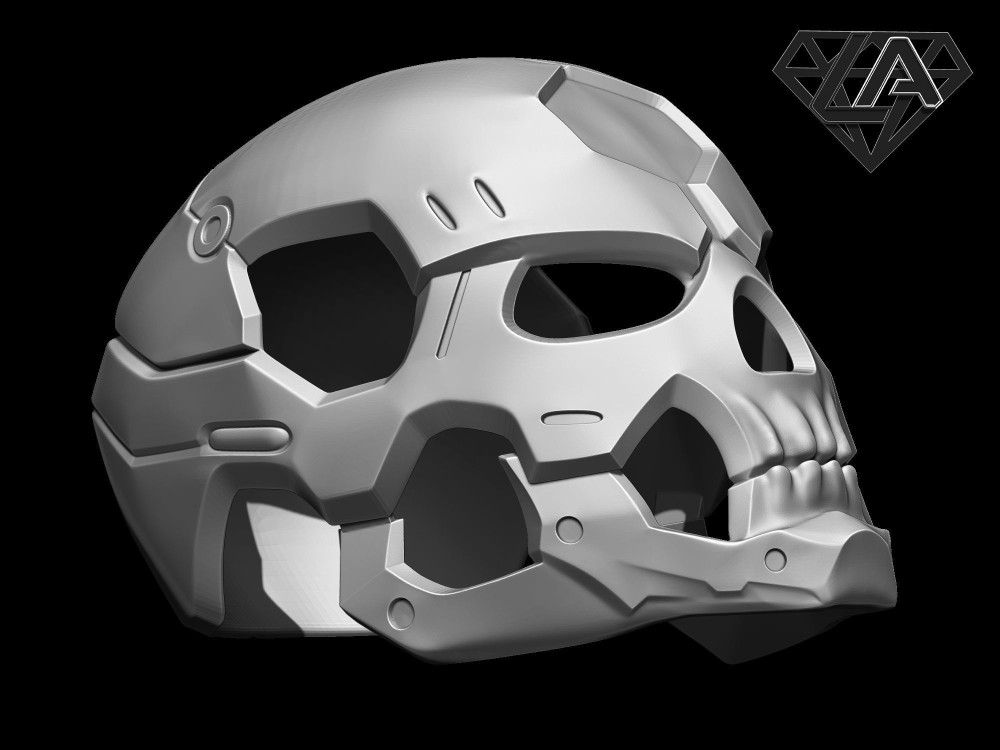 Sci-fi skull custom helmet 3D print model_7