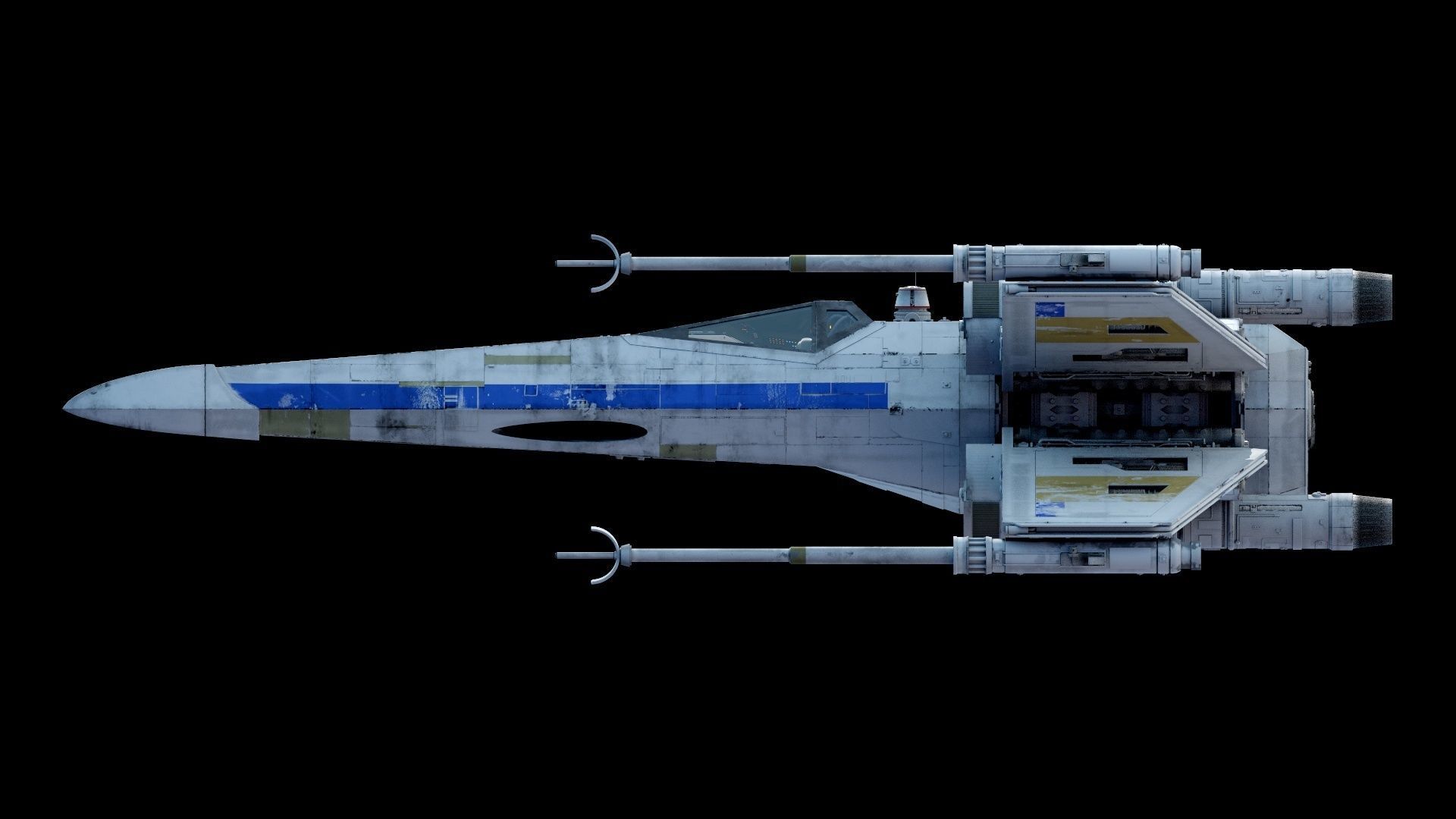 X-WING star wars x - fighter flying in sky 3D model_14