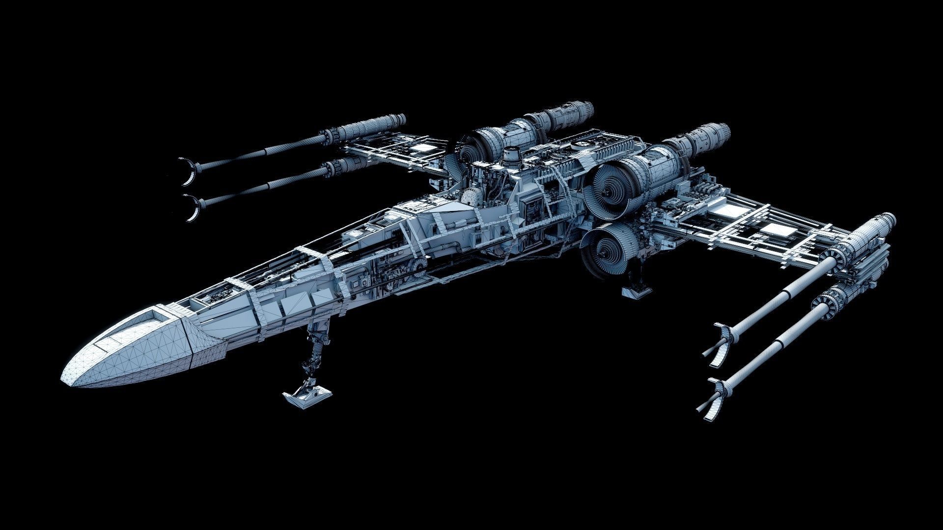 X-WING star wars x - fighter flying in sky 3D model_23