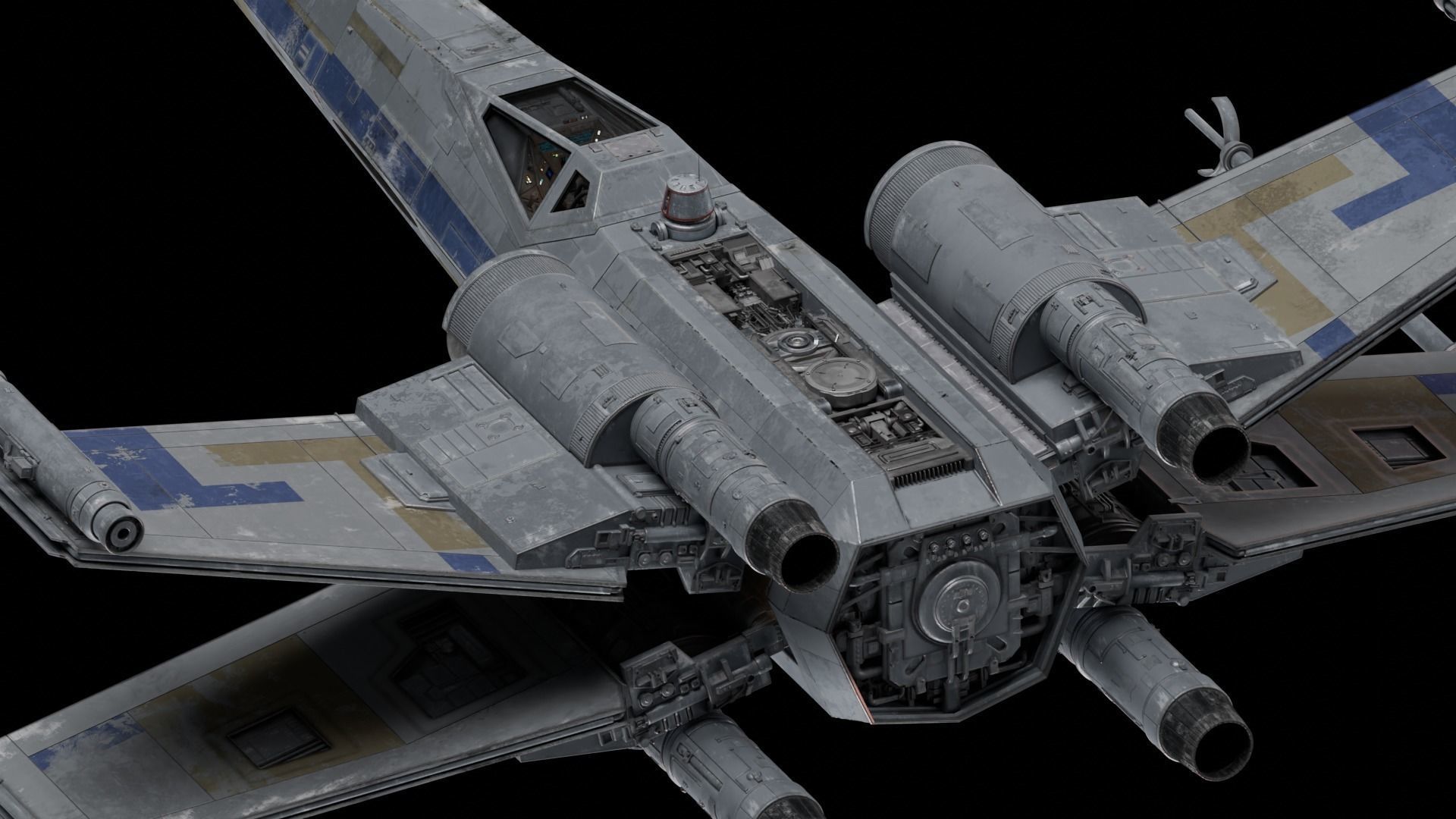 X-WING star wars x - fighter flying in sky 3D model_2