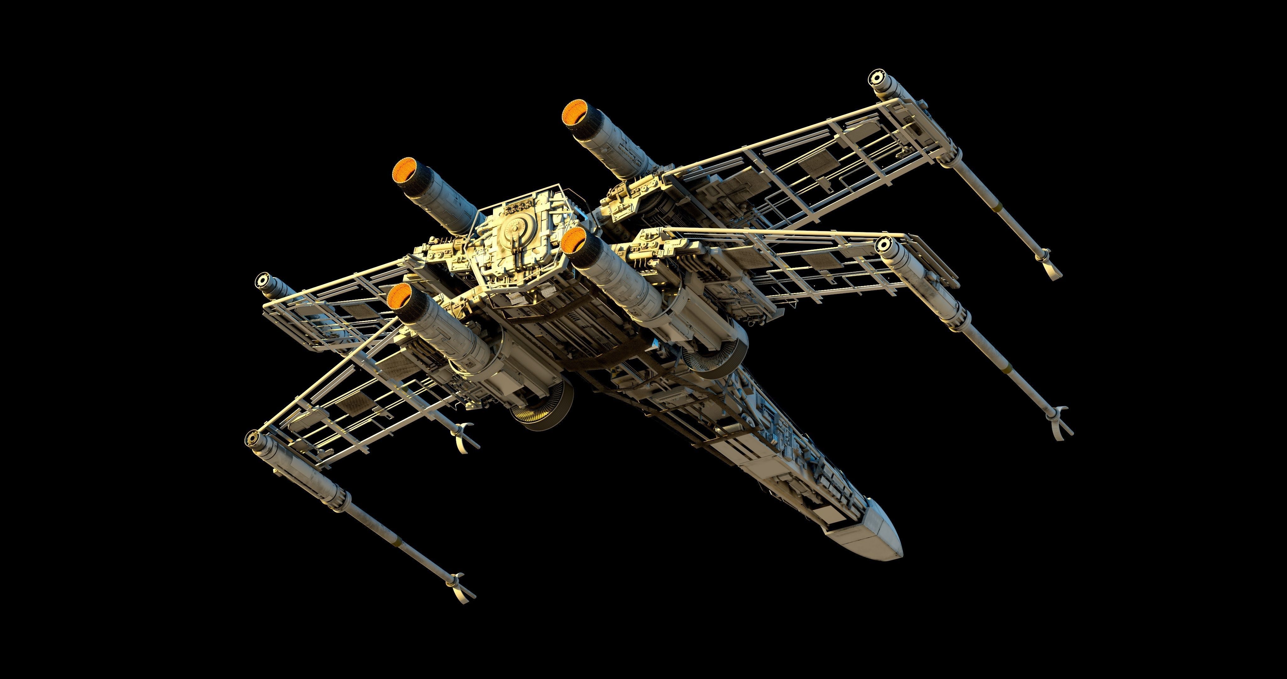 X-WING star wars x - fighter flying in sky 3D model_6