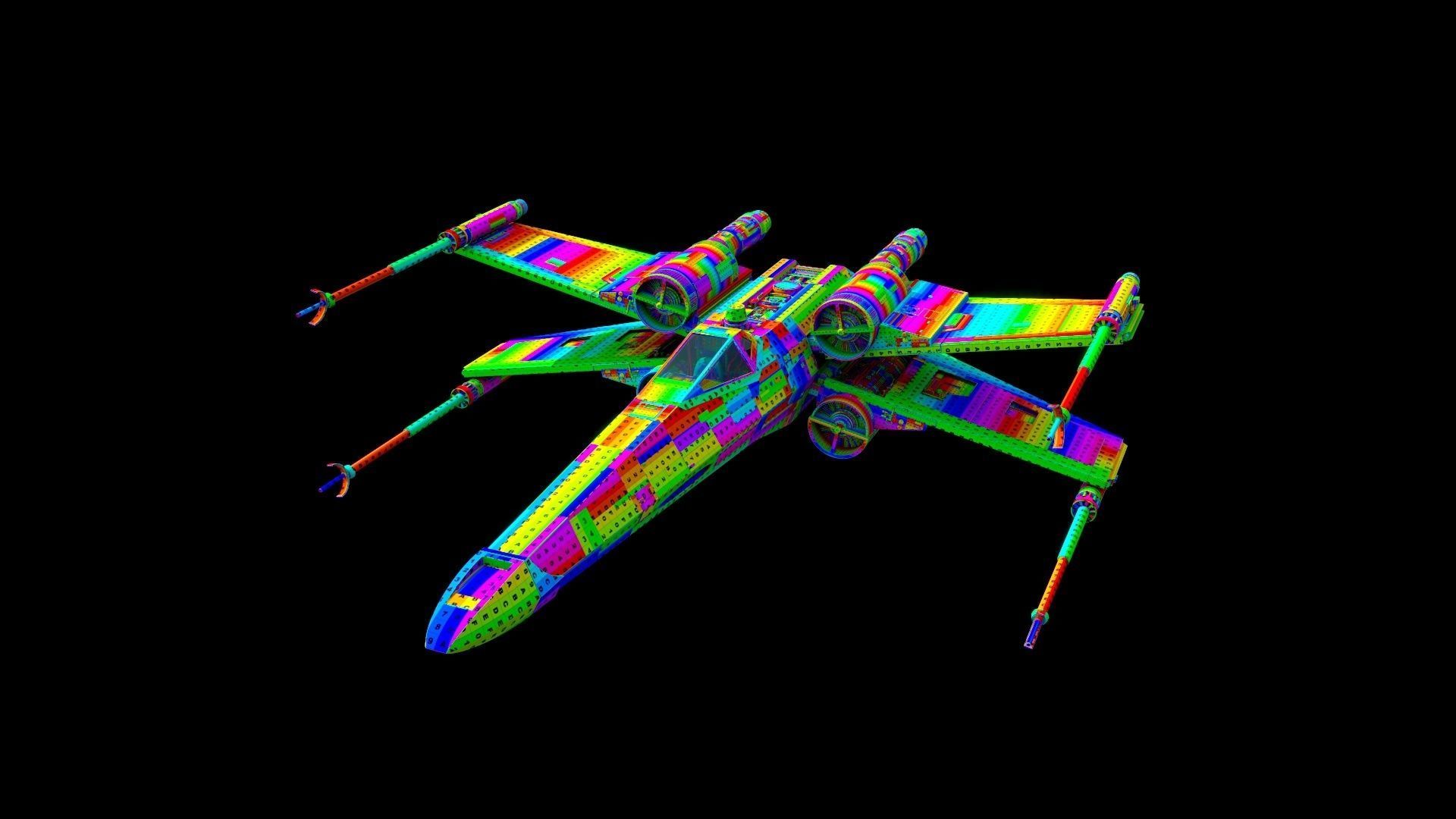 X-WING star wars x - fighter flying in sky 3D model_16