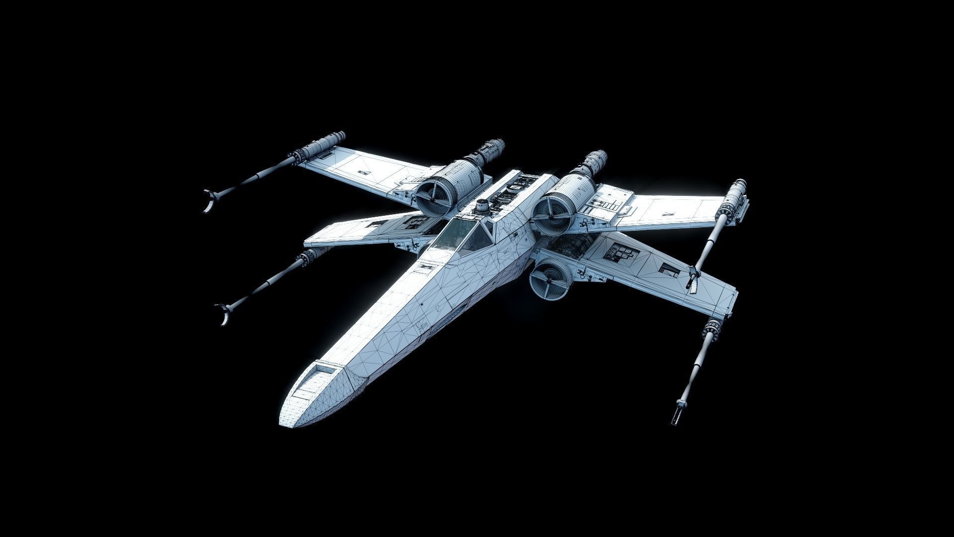 X-WING star wars x - fighter flying in sky 3D model_17