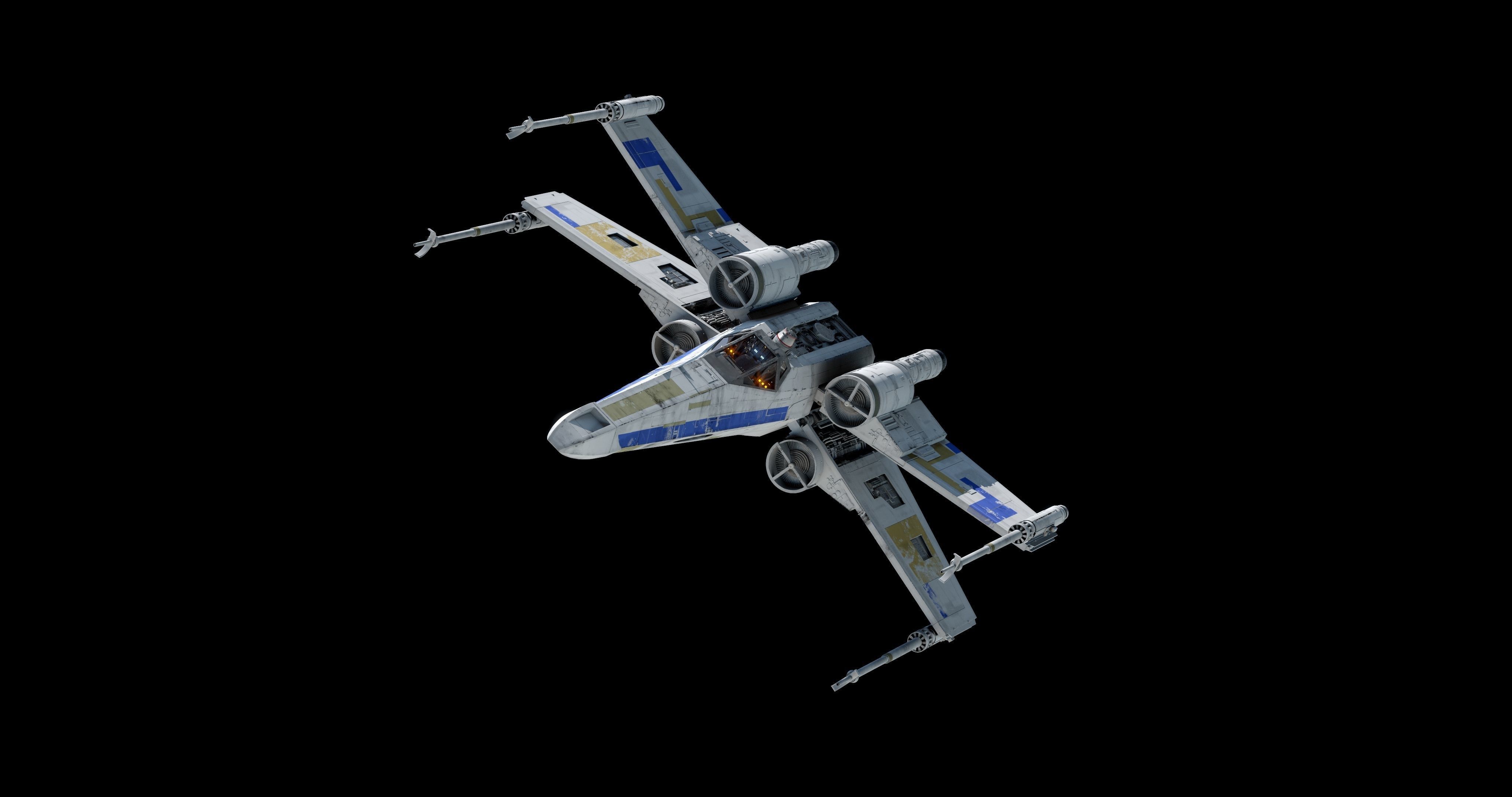 X-WING star wars x - fighter flying in sky 3D model_3