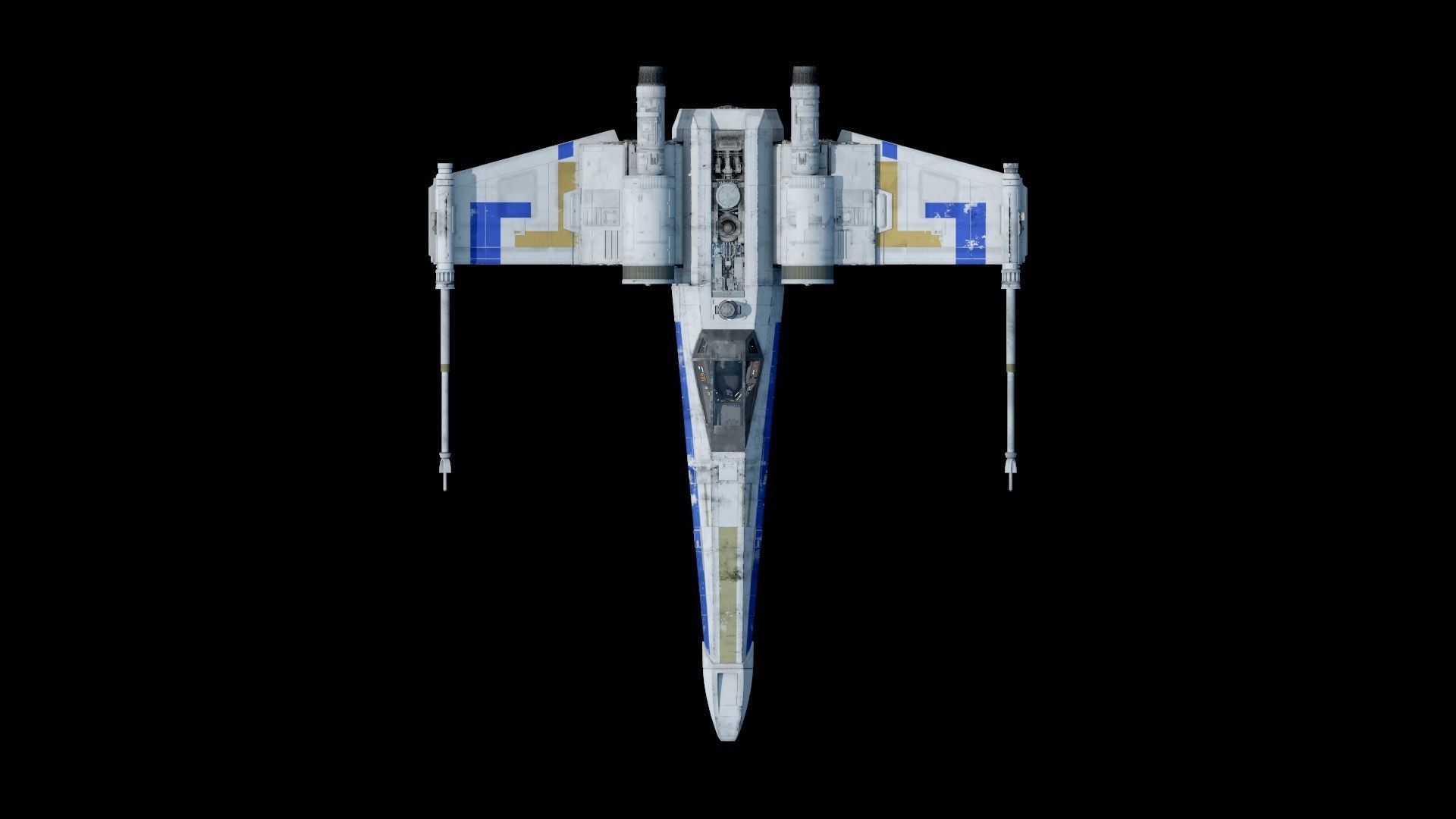 X-WING star wars x - fighter flying in sky 3D model_12