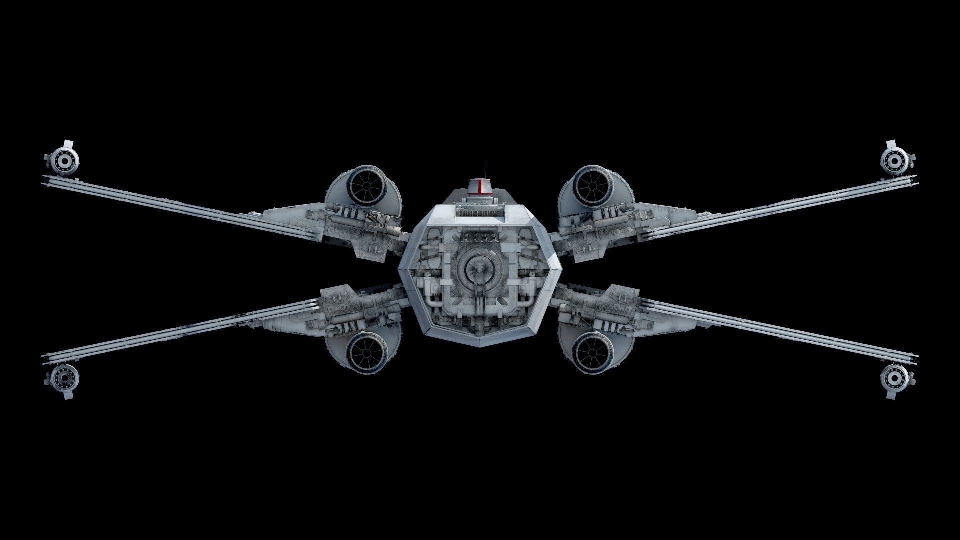 X-WING star wars x - fighter flying in sky 3D model_11