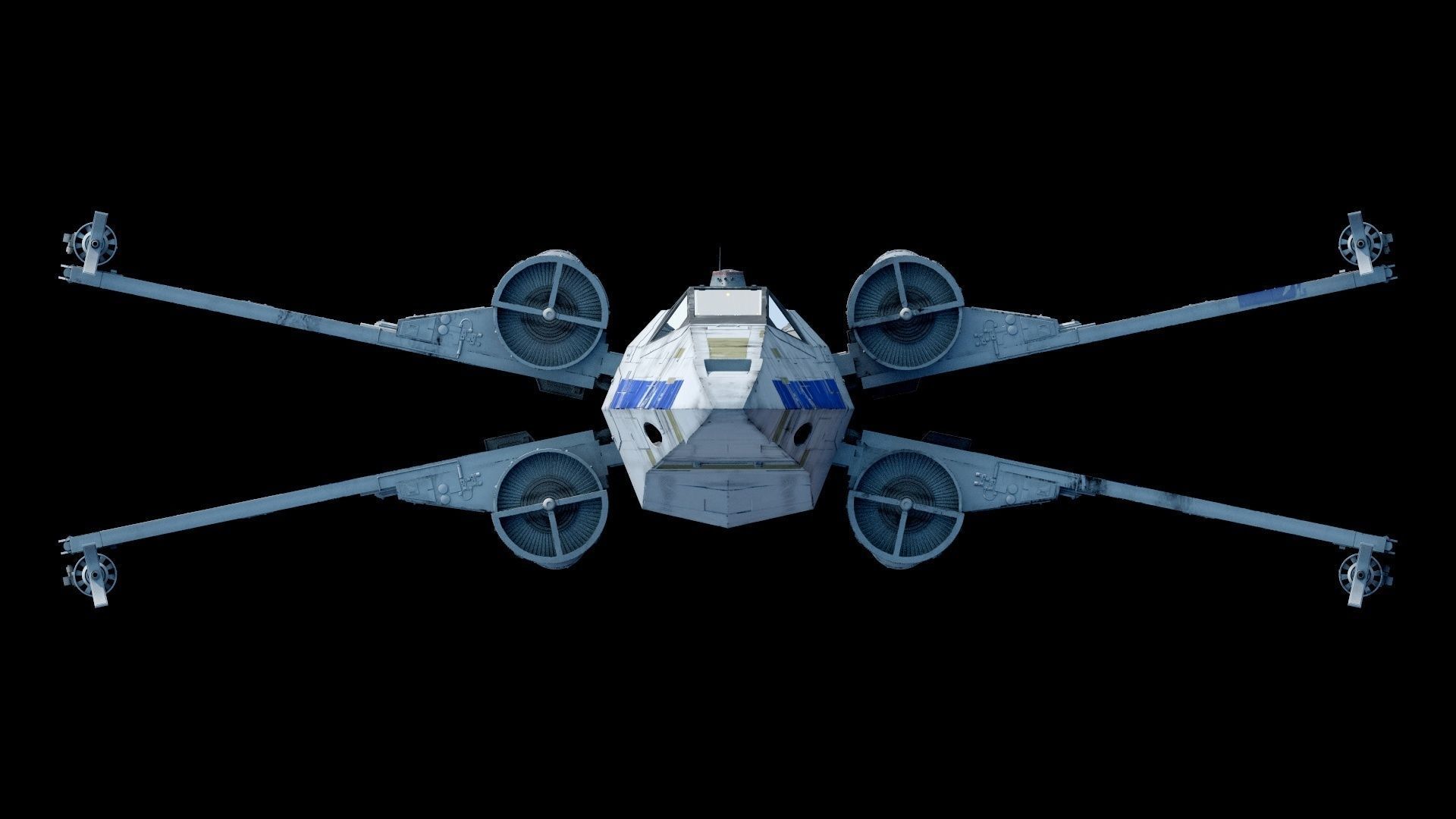X-WING star wars x - fighter flying in sky 3D model_10