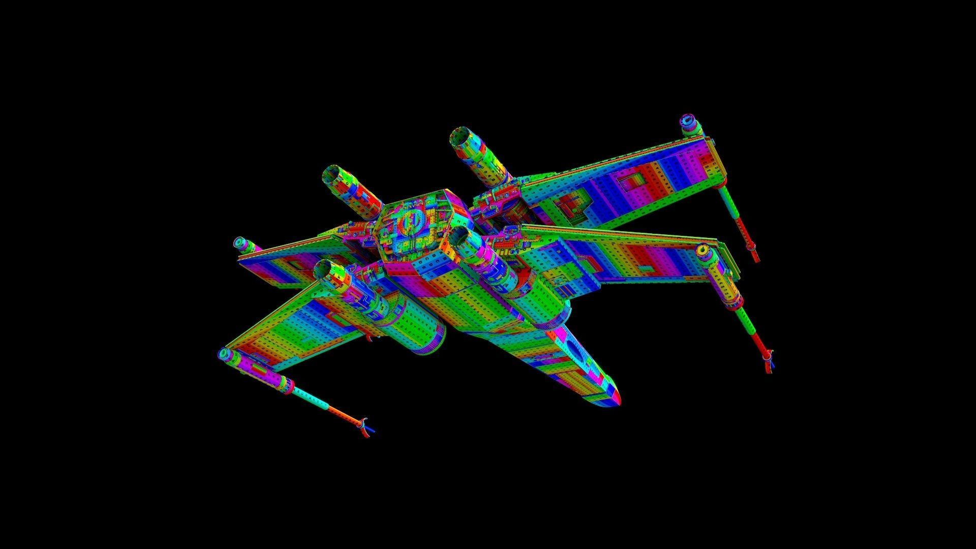 X-WING star wars x - fighter flying in sky 3D model_19