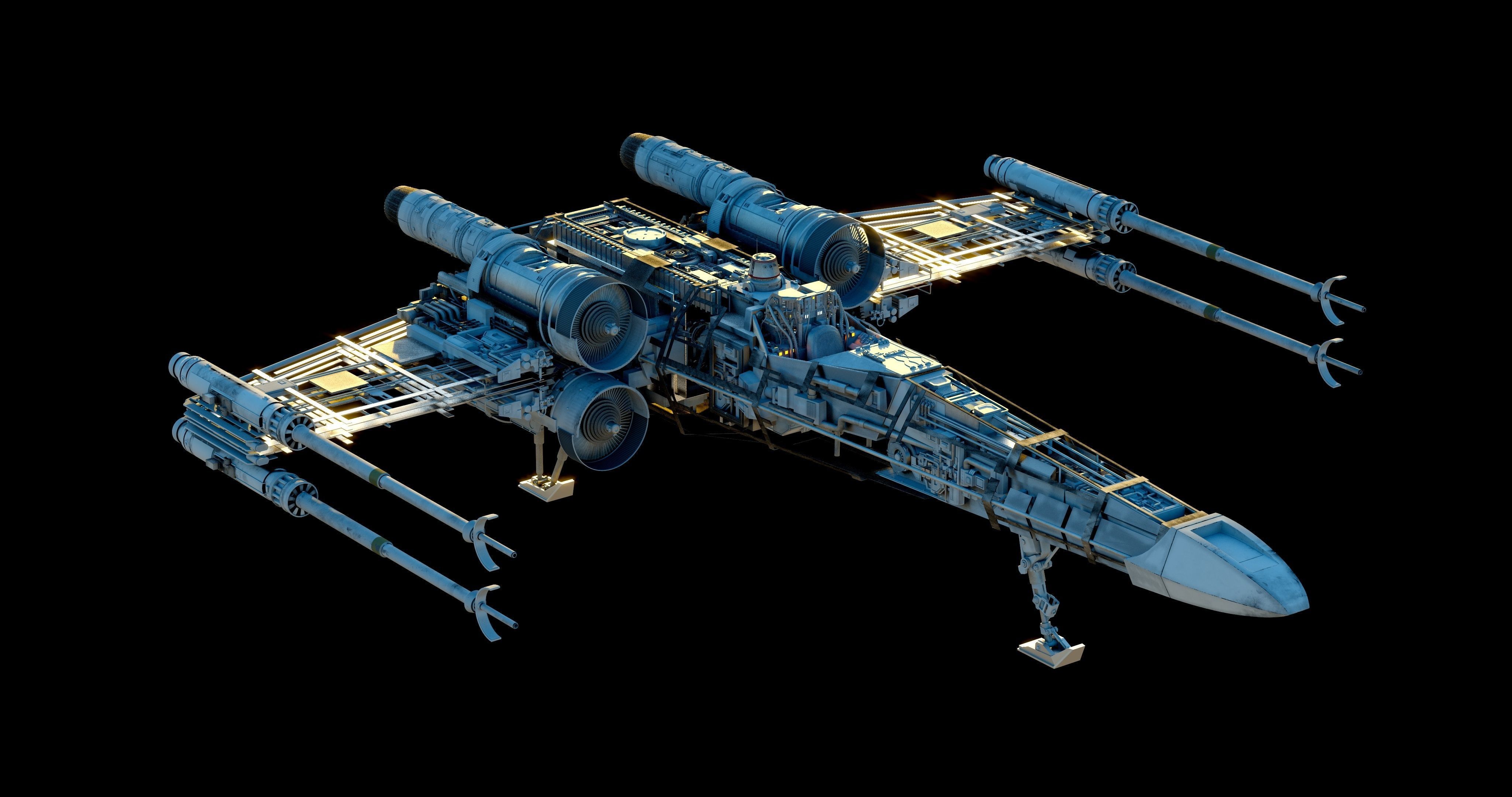 X-WING star wars x - fighter flying in sky 3D model_5