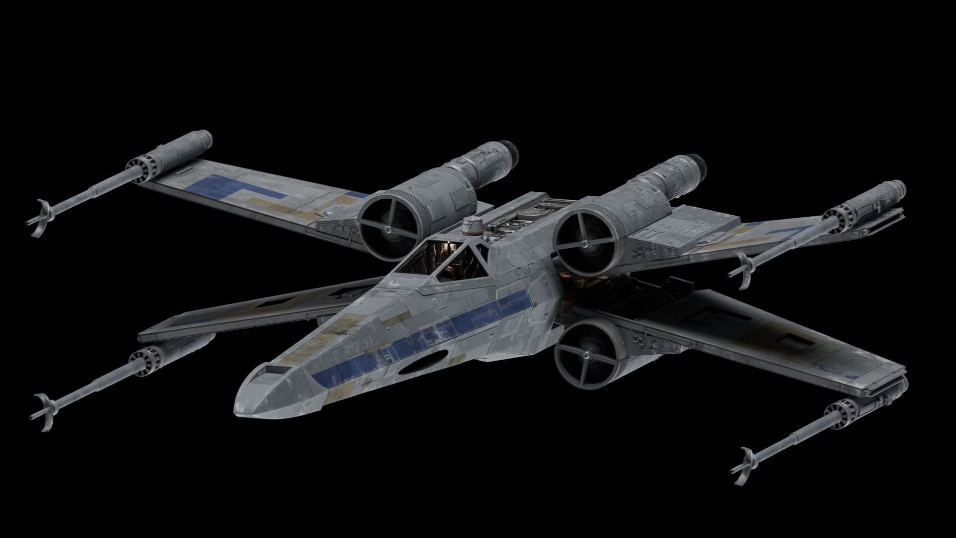 X-WING star wars x - fighter flying in sky 3D model_0