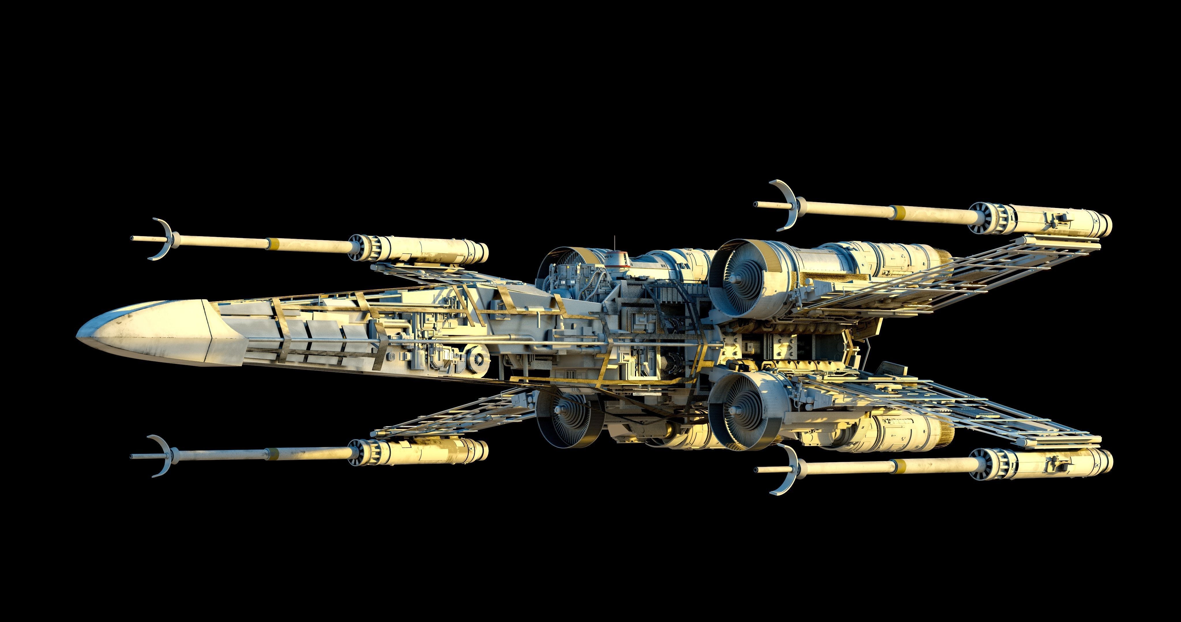 X-WING star wars x - fighter flying in sky 3D model_7