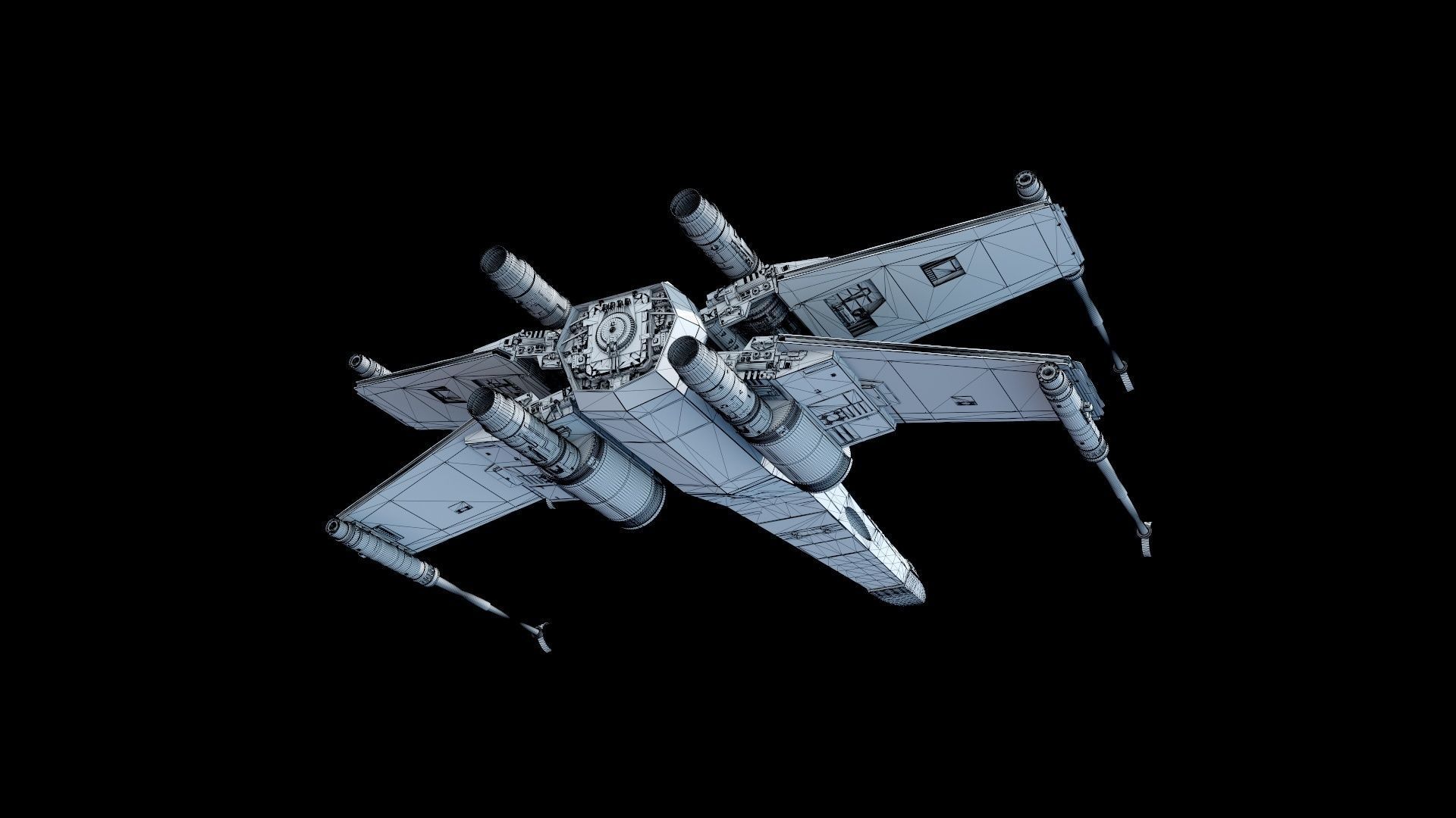 X-WING star wars x - fighter flying in sky 3D model_18
