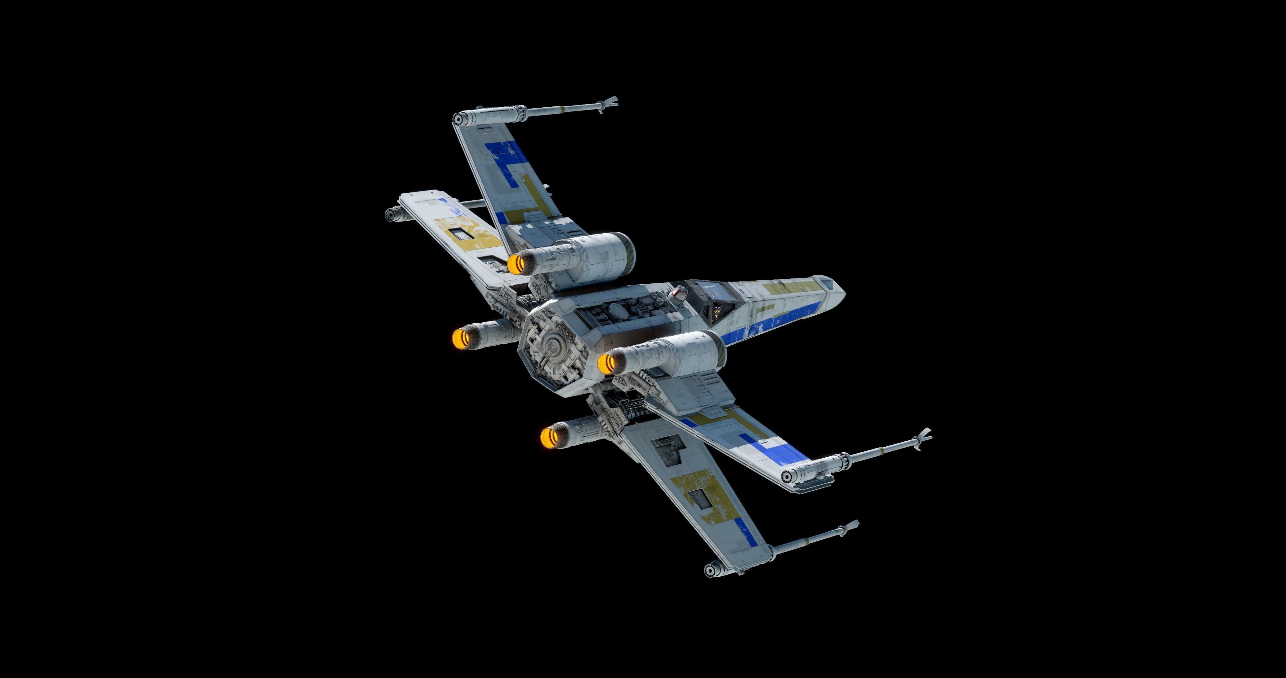 X-WING star wars x - fighter flying in sky 3D model_4