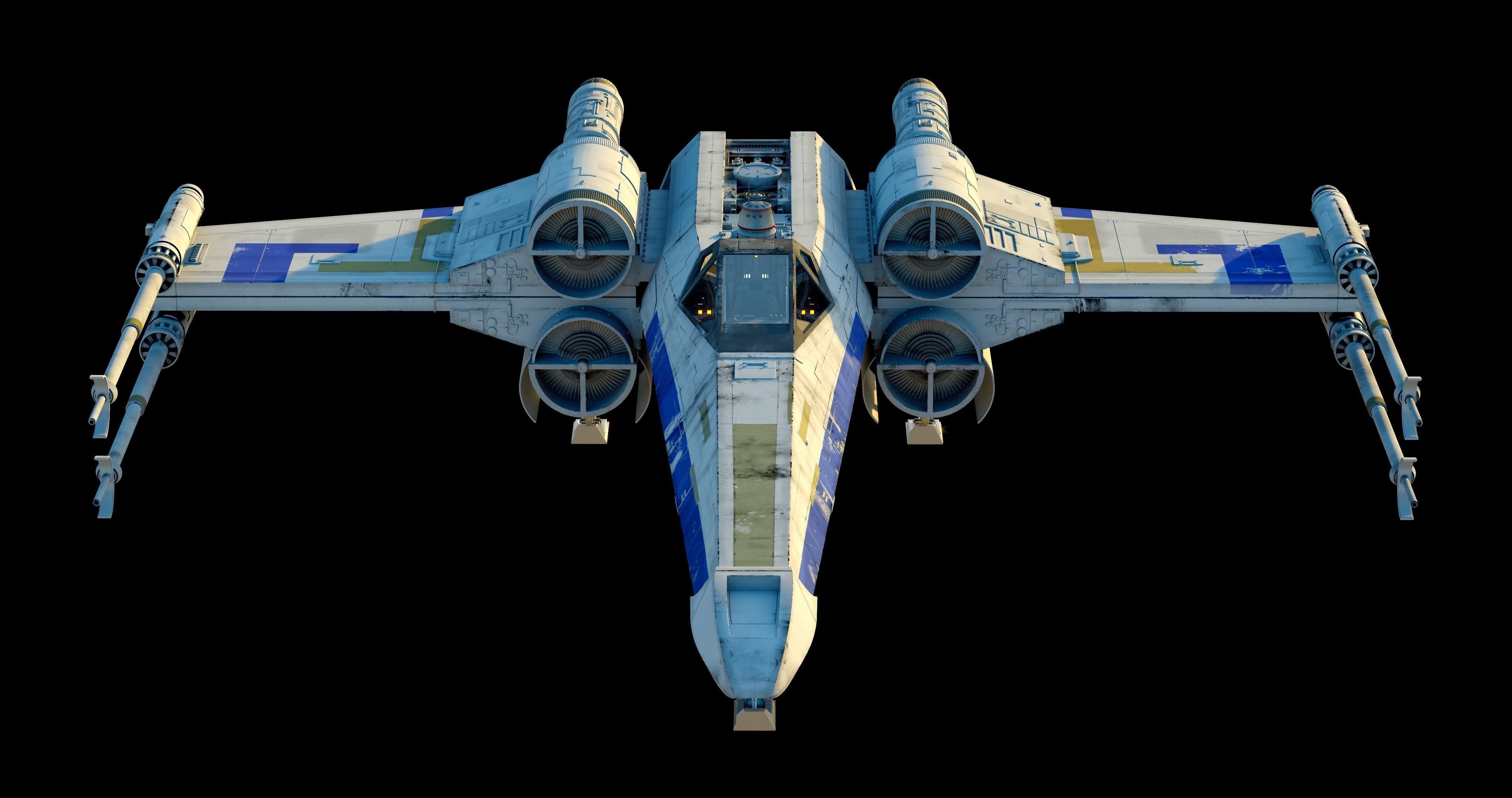 X-WING star wars x - fighter flying in sky 3D model_8