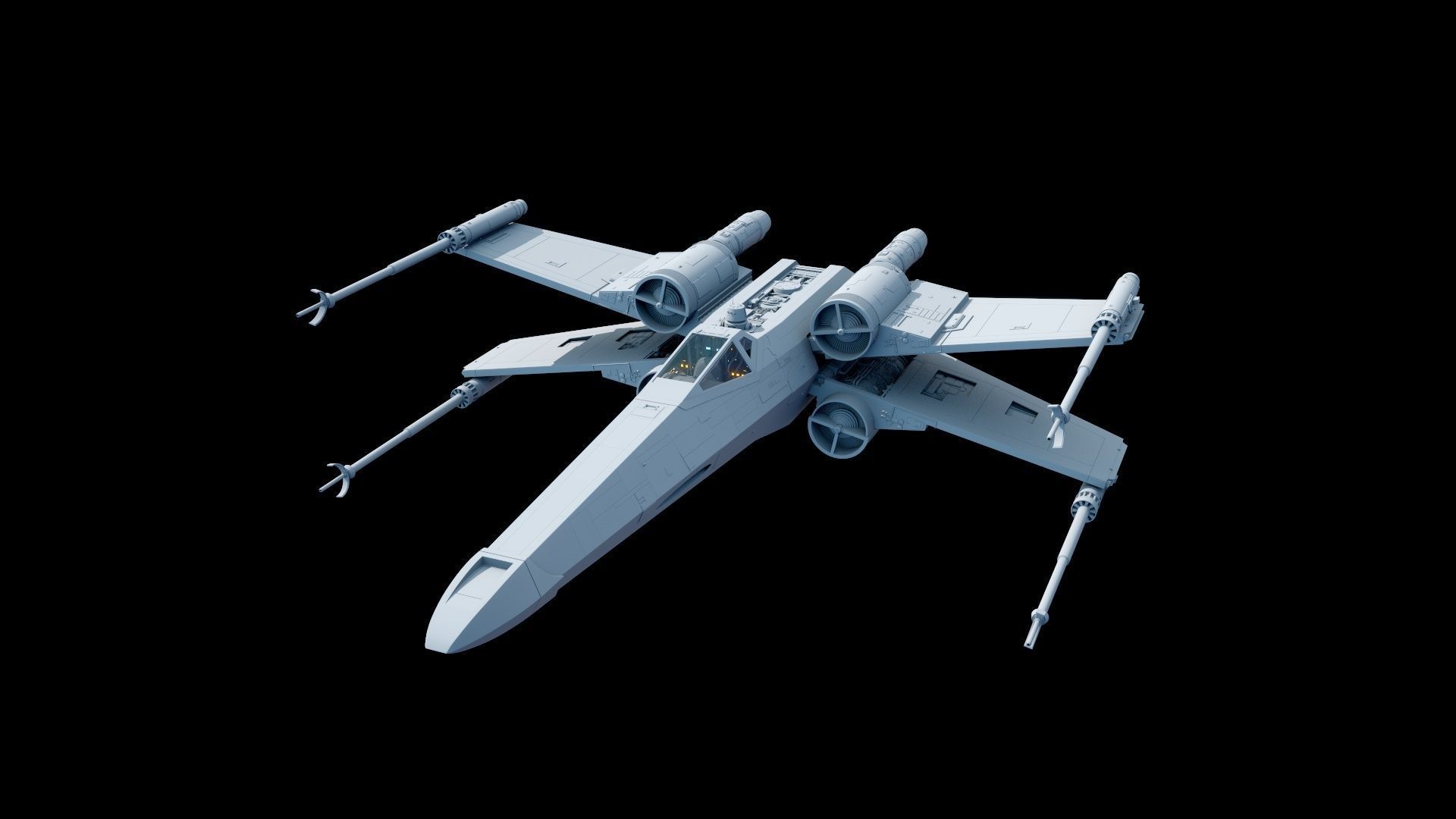 X-WING star wars x - fighter flying in sky 3D model_15
