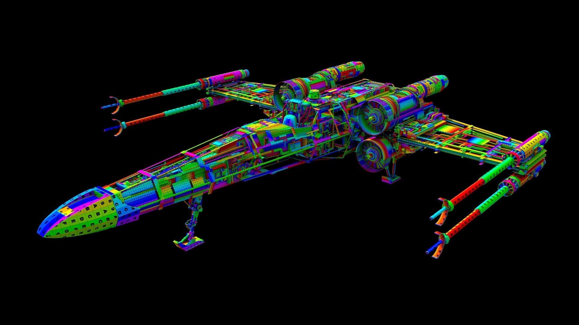 X-WING star wars x - fighter flying in sky 3D model_22
