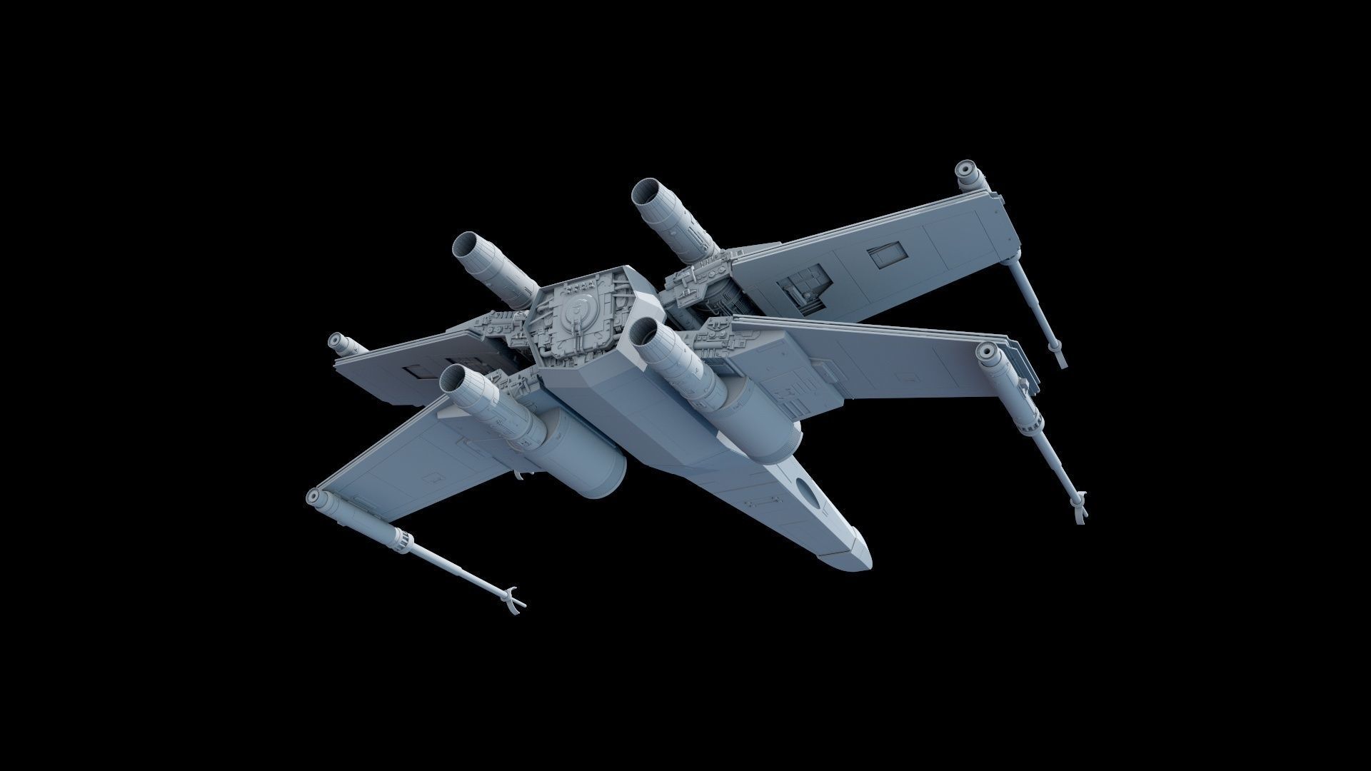 X-WING star wars x - fighter flying in sky 3D model_20