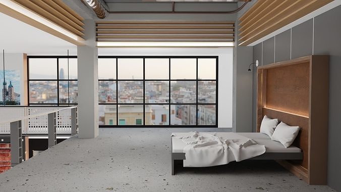 Industrial Loft Apartment 3D model 7
