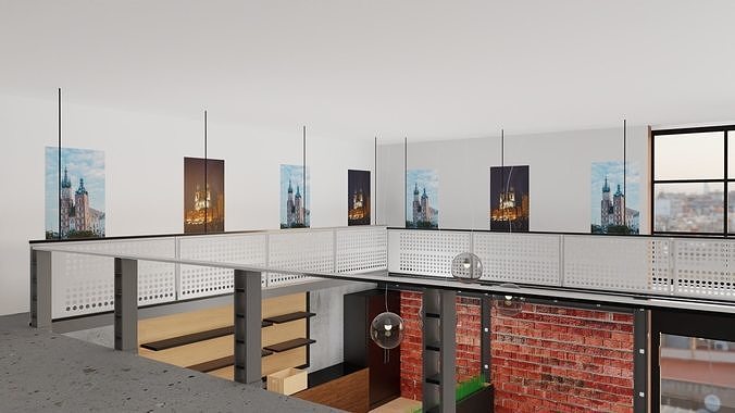 Industrial Loft Apartment 3D model 4