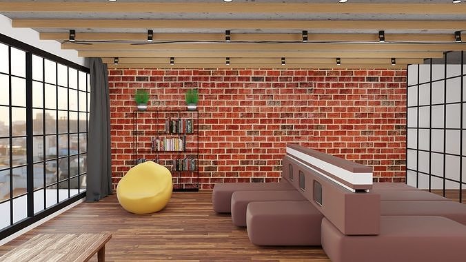 Industrial Loft Apartment 3D model 3