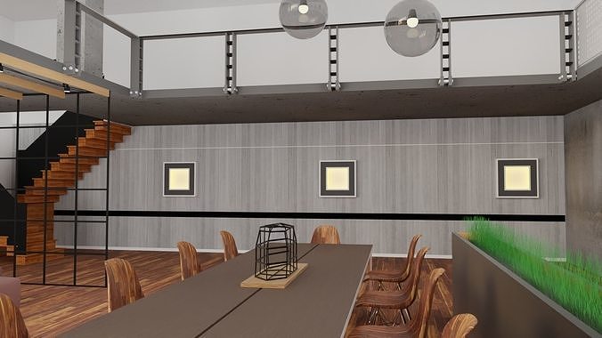 Industrial Loft Apartment 3D model 6