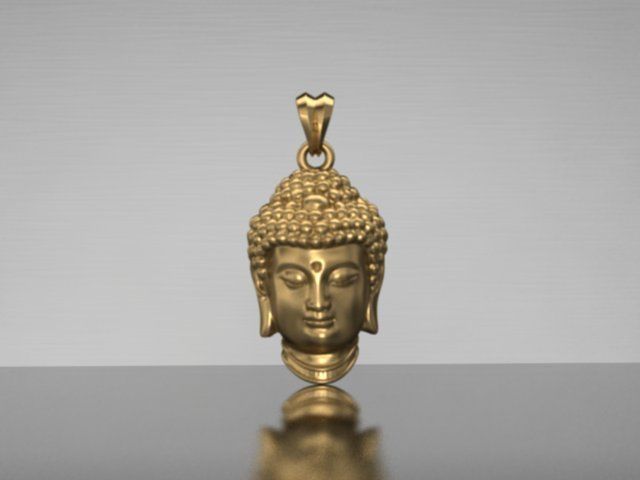 Buddha head pendant 3D print model_3