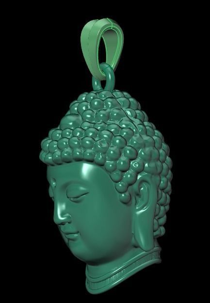 Buddha head pendant 3D print model_10